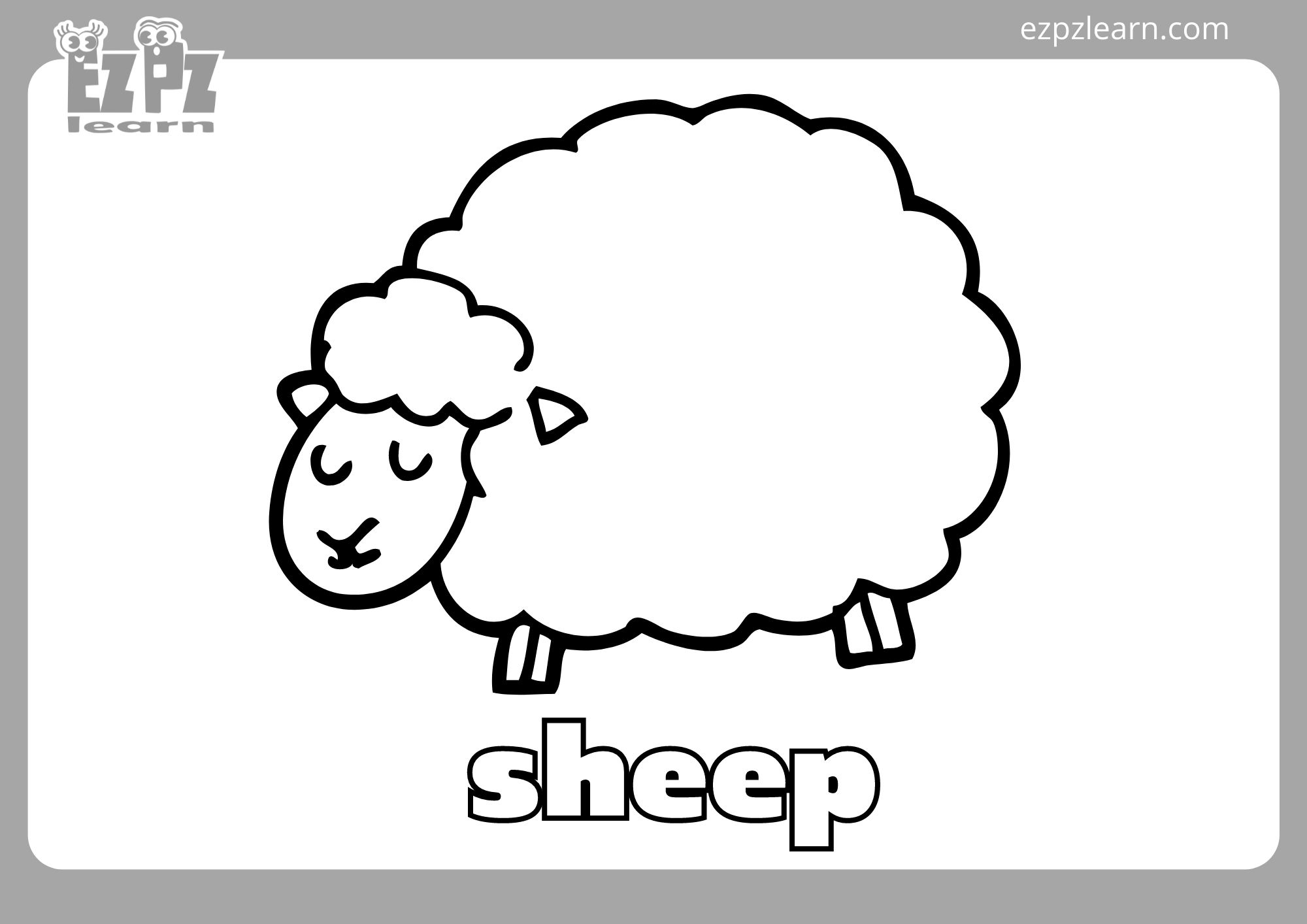 Sheep Coloring Page   Ezpzlearn.com