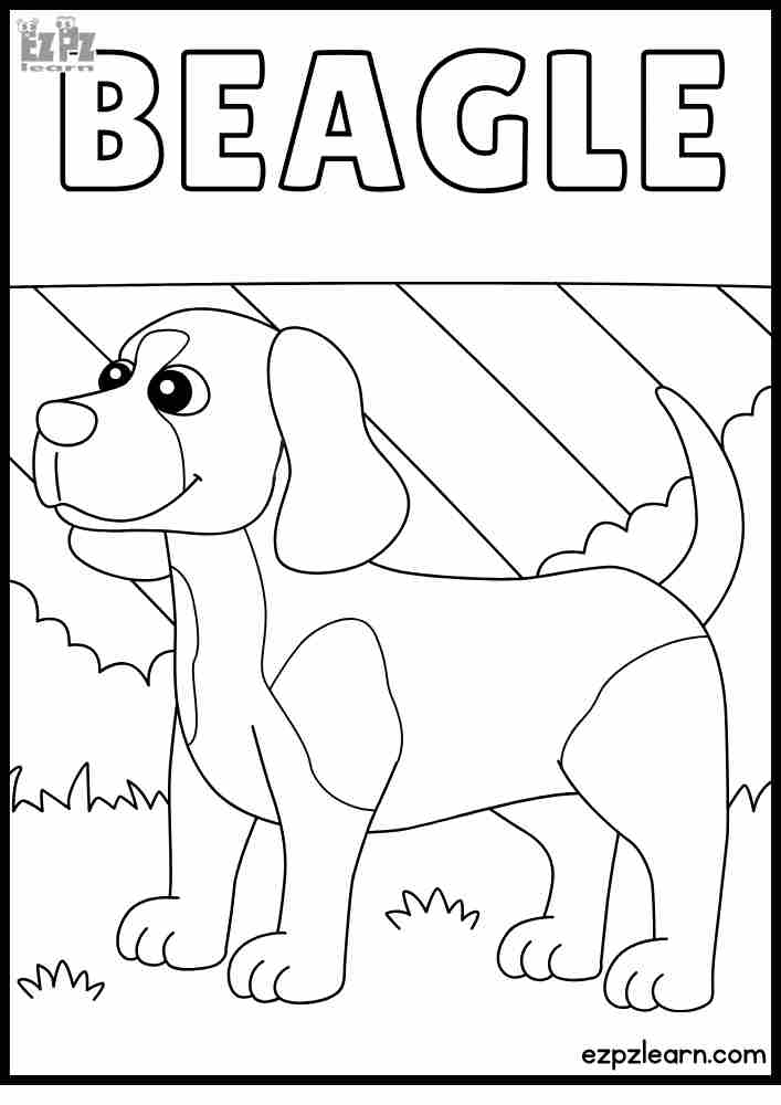 Cute Beagle coloring page for kids! Color online or print a free PDF ...