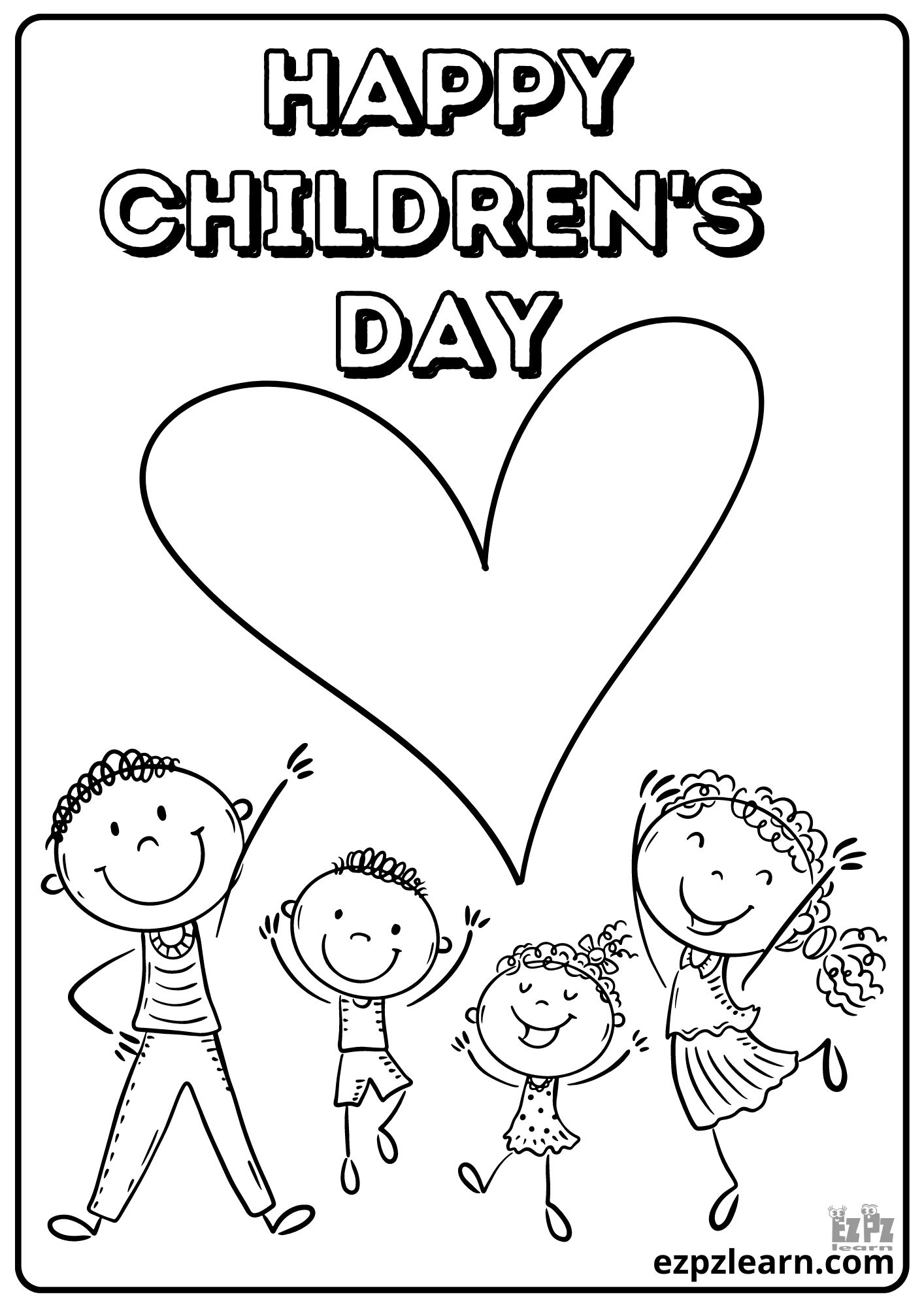 Children's Day Coloring Page 1 - Ezpzlearn.com