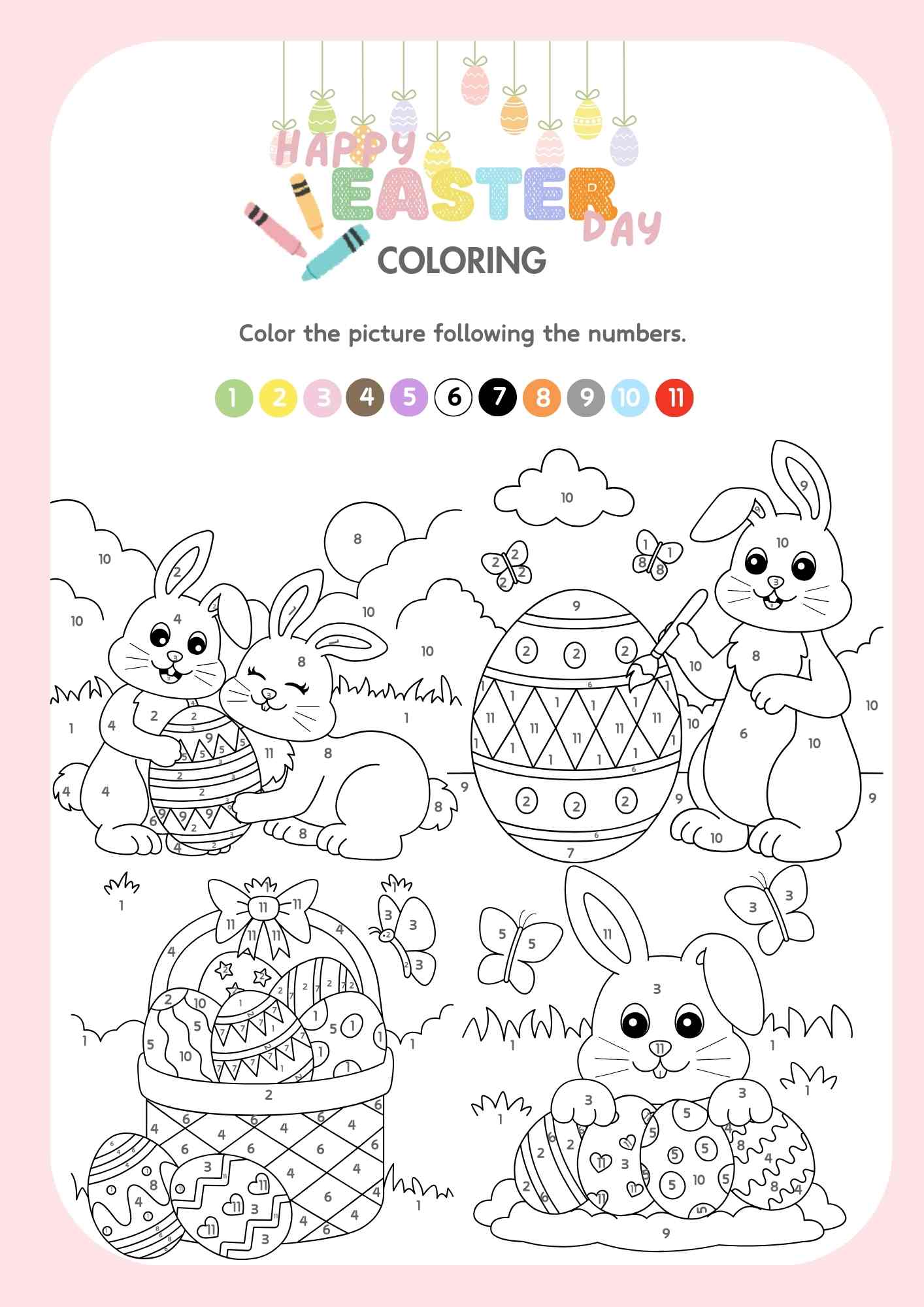 Happy Easter Color by Number V2 Happy Easter Color by Number V2