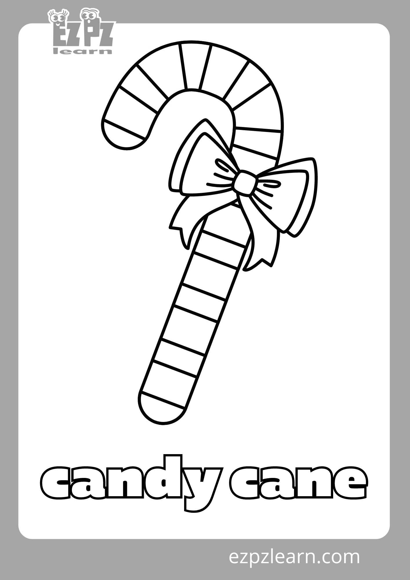 Candy Cane Coloring Page - Ezpzlearn.com