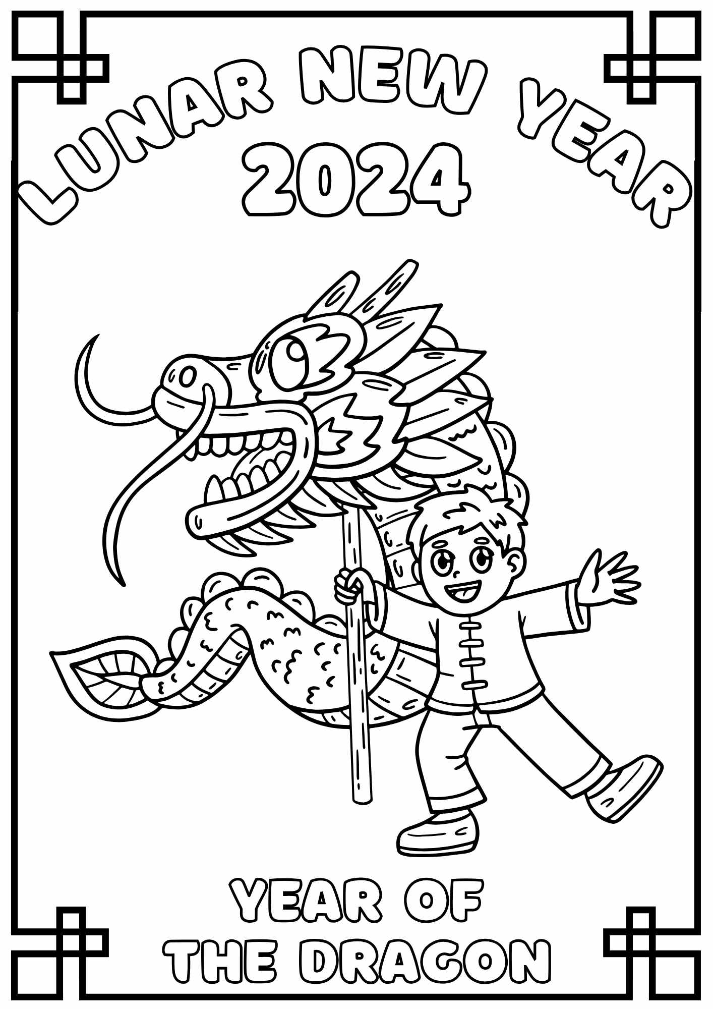 Lunar New Year 2024 Chinese New Year of the Dragon Boy Coloring