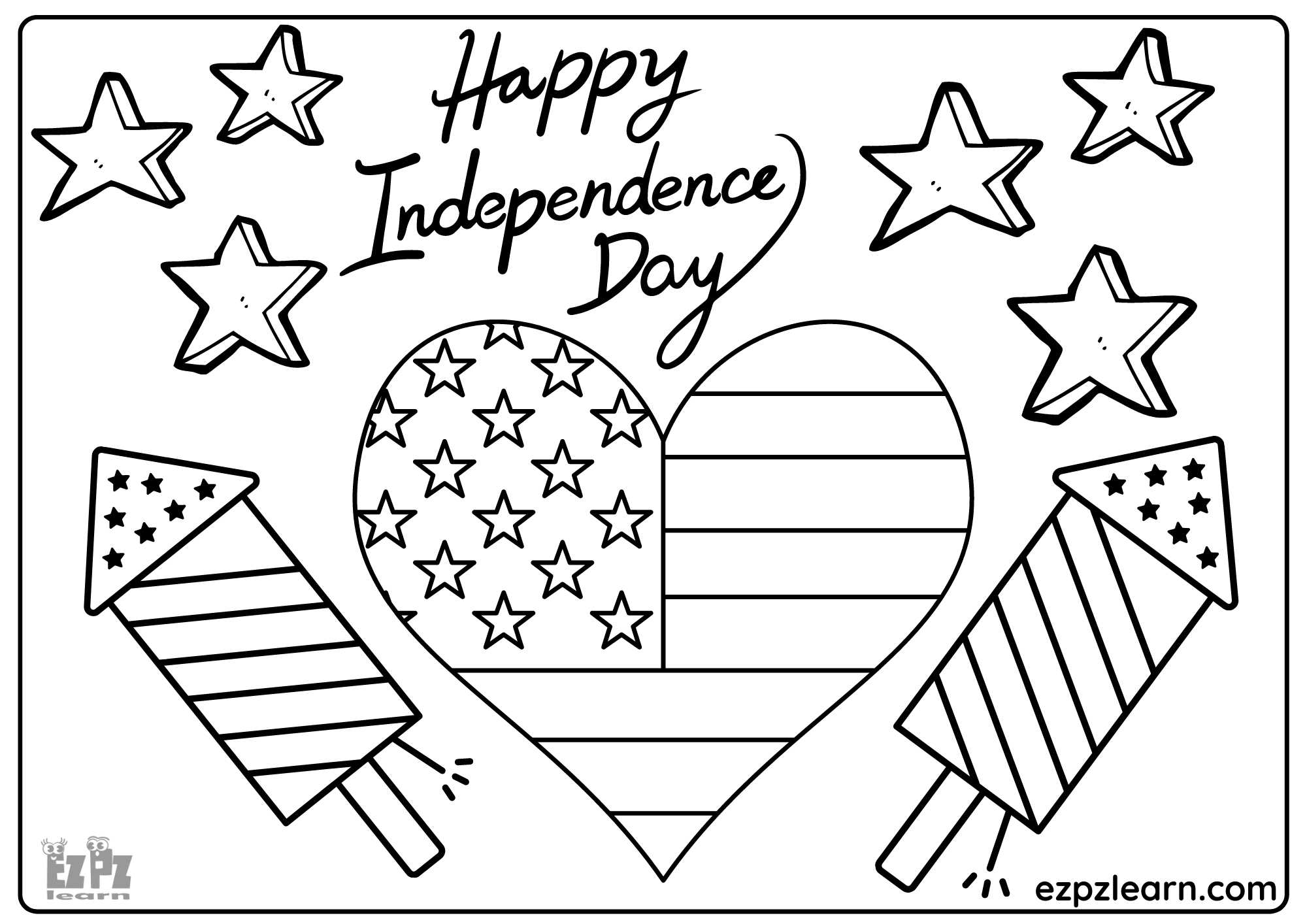 independence day pictures to color