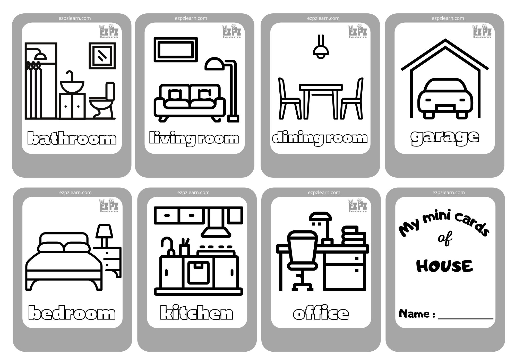 Rooms in a House – ESL Flashcards