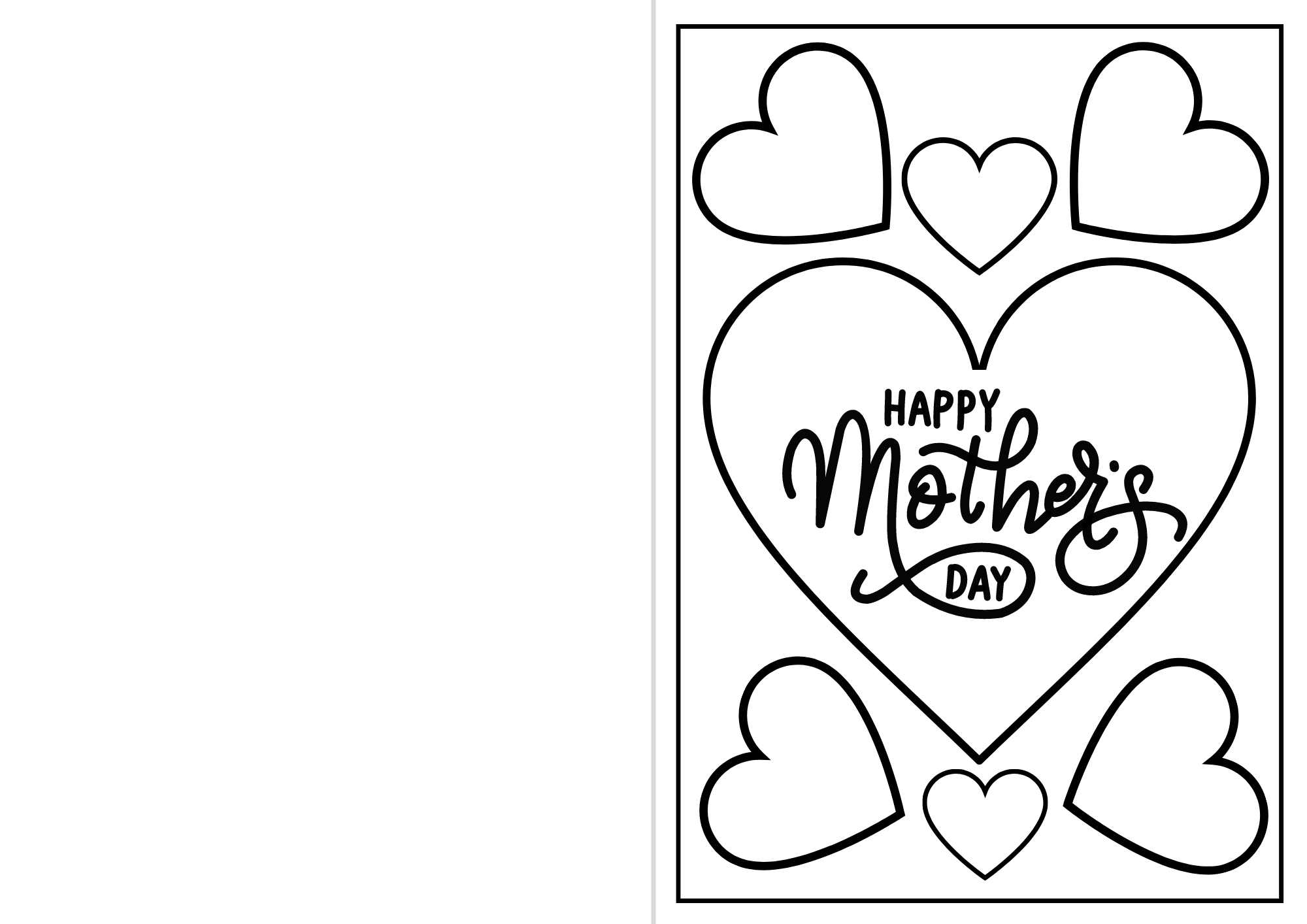 Mother's Day 4 Coloring Heart Cards for Mom or Mum