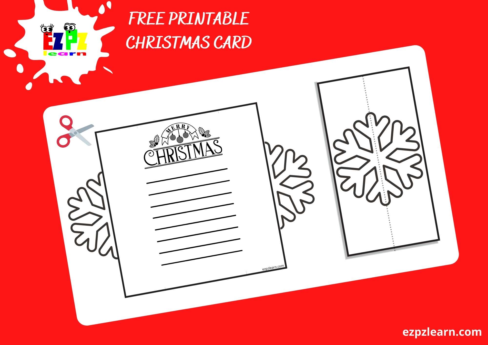 Snowflake Folding Christmas Card - Ezpzlearn.com