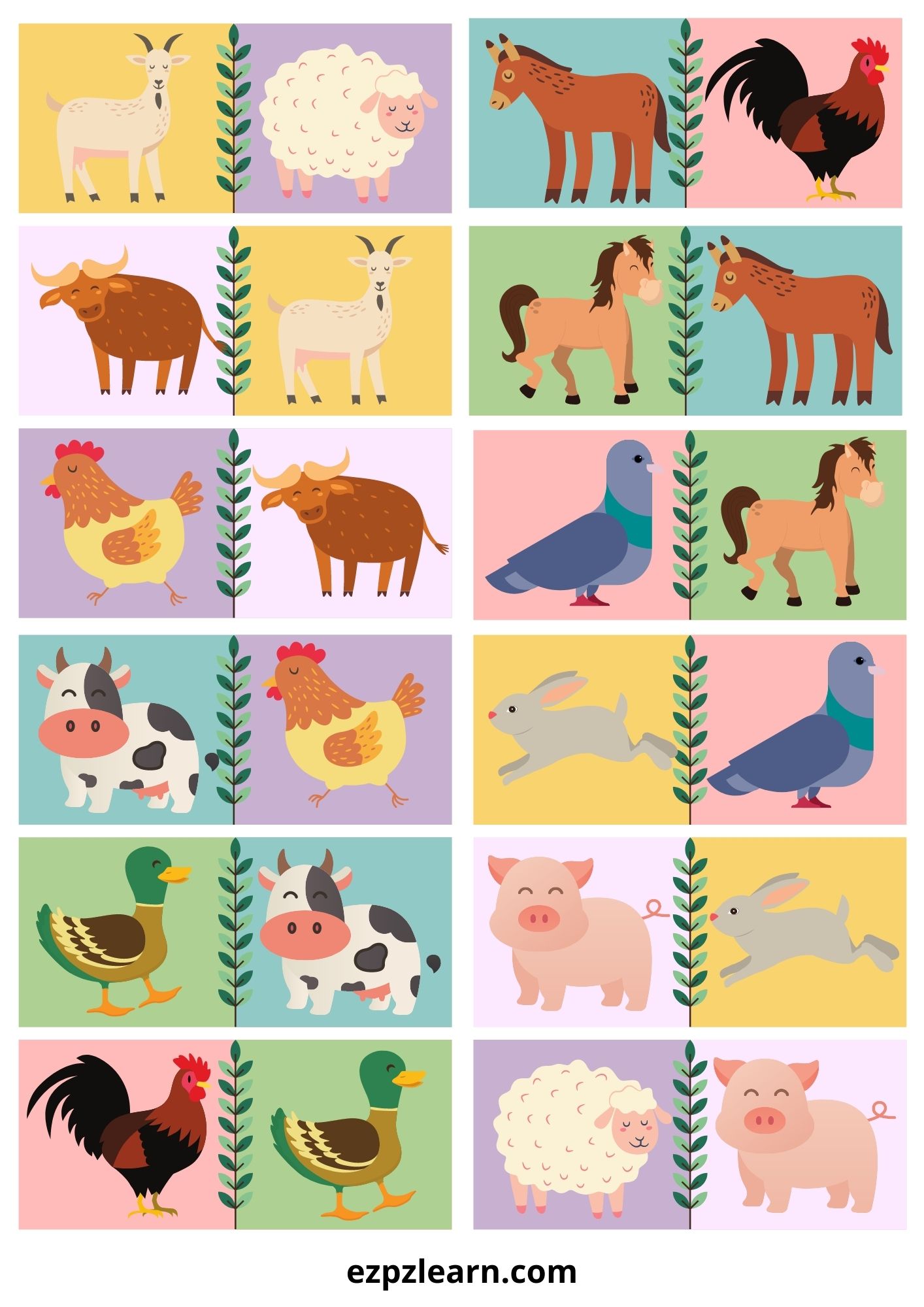 Farm Animals Dominoes Game With Images 