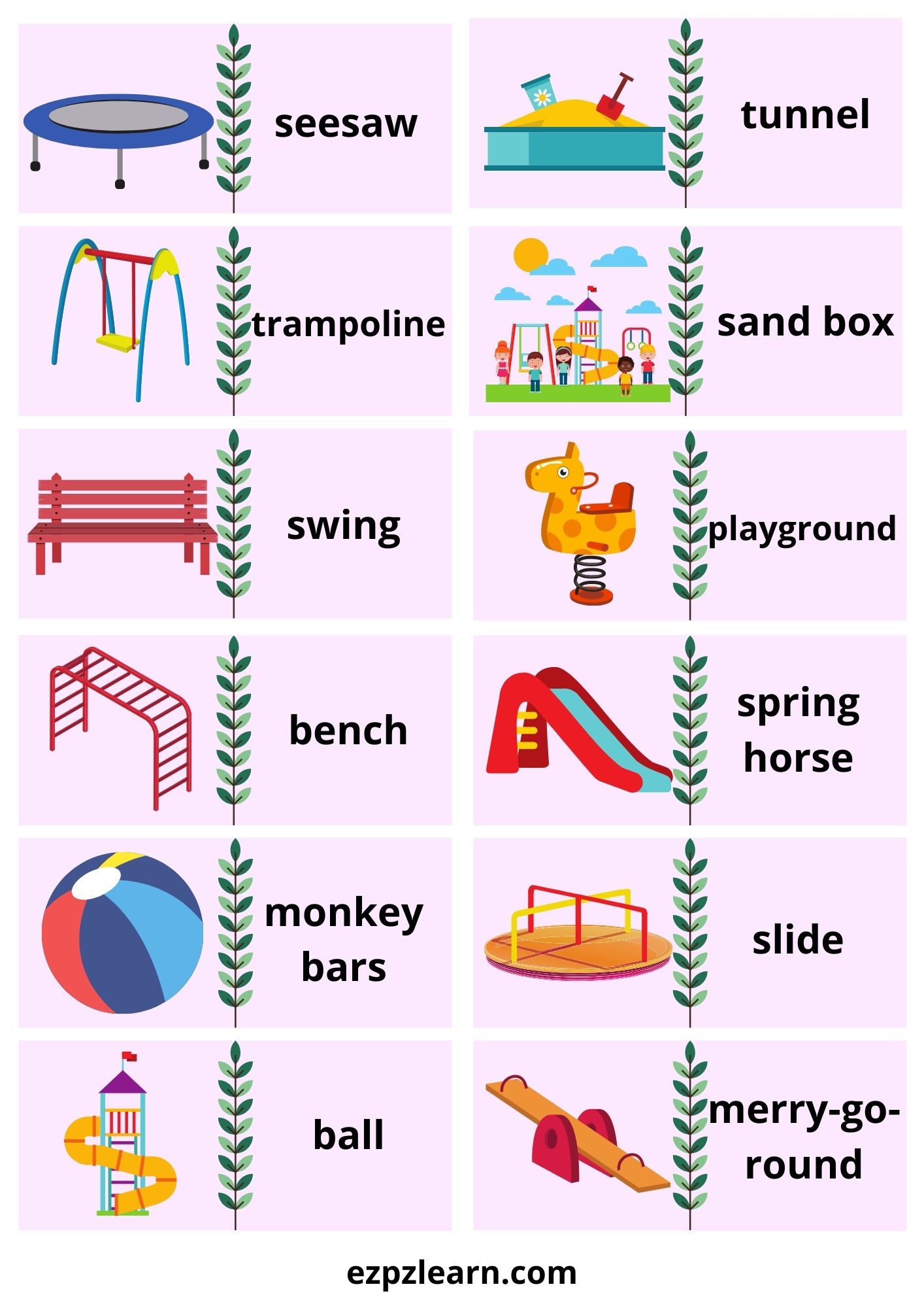 Playground Dominoes Game With Words - Ezpzlearn.com