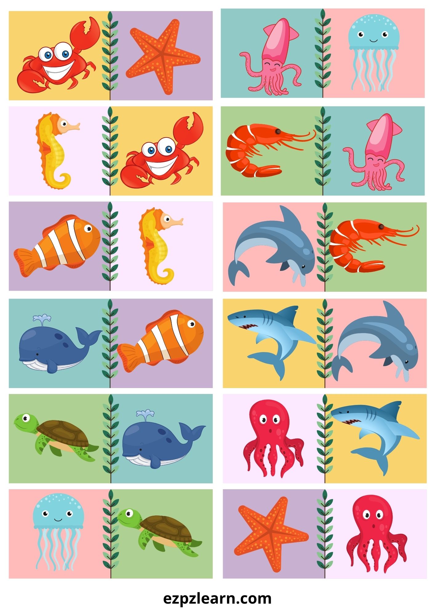 Sea Animals Dominoes Game With Images 