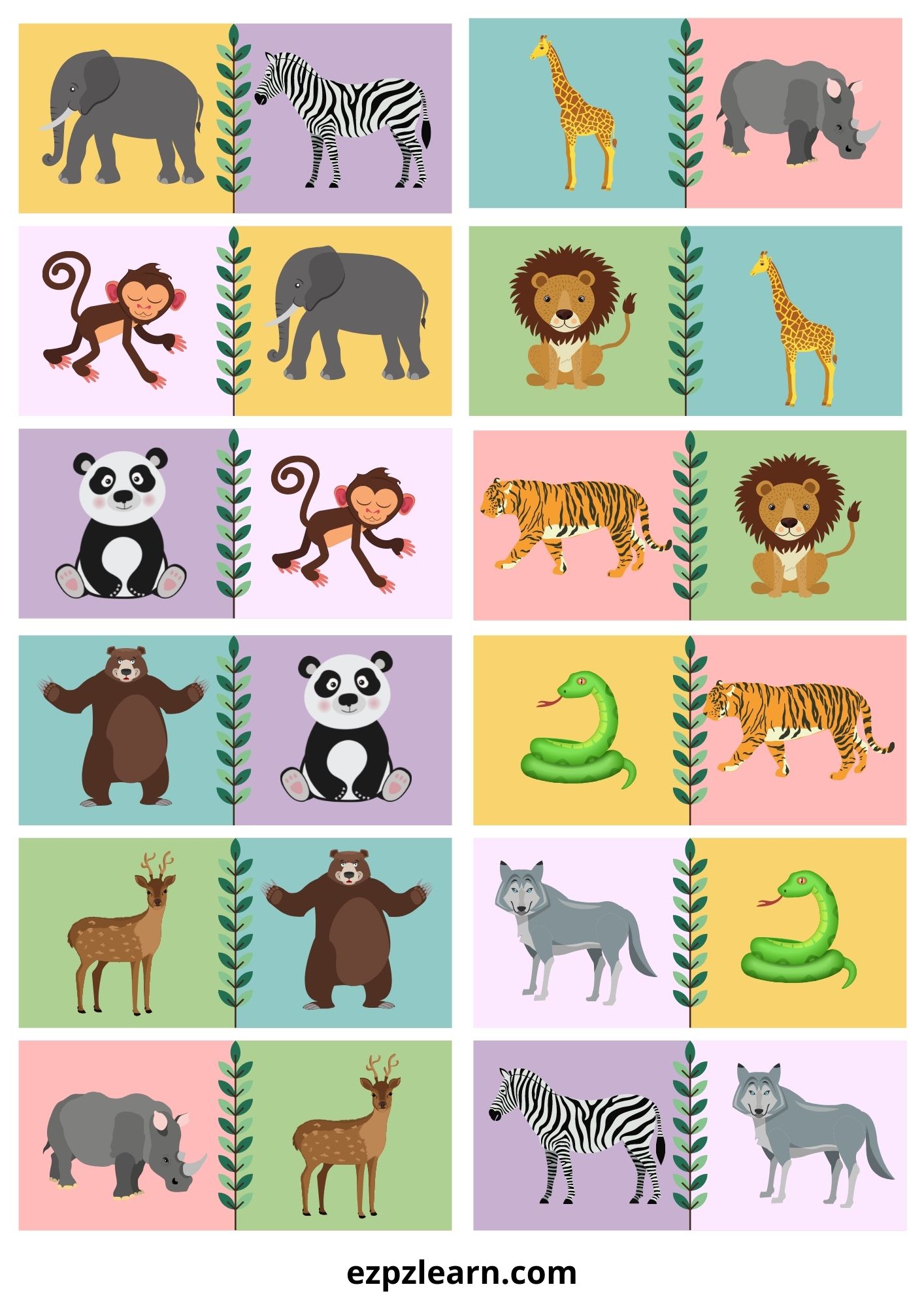 Wild Animals Dominoes Game With Images 
