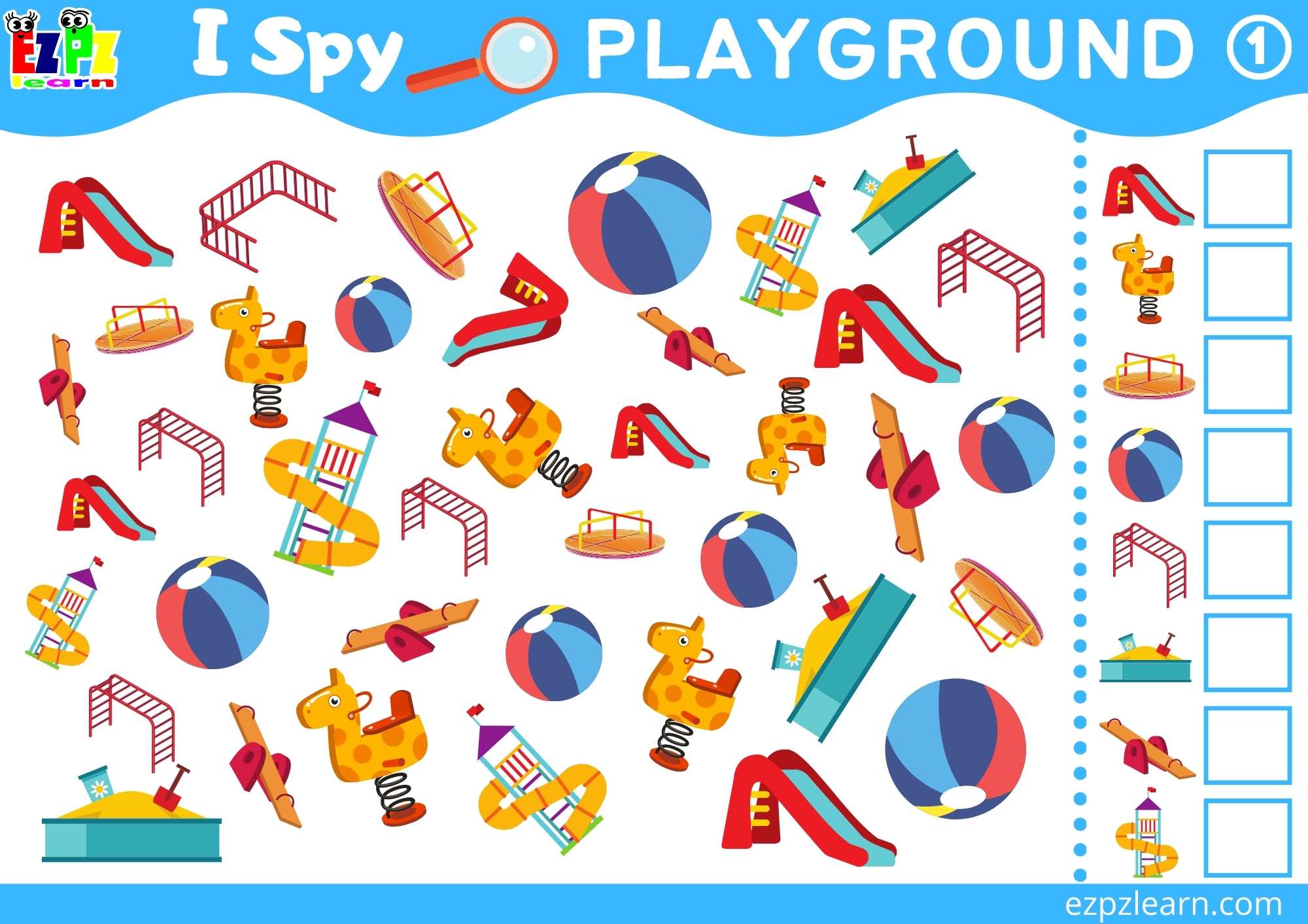 Playground Topic I Spy Game for kids Free PDF Download - Ezpzlearn.com