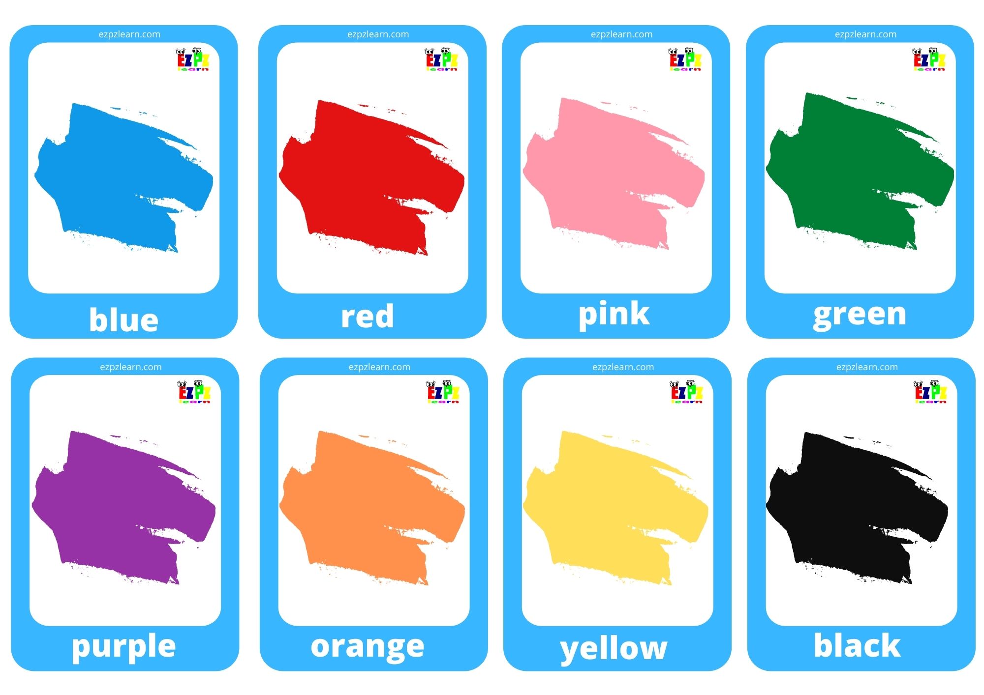 Colors Game Cards / Mini Flashcards - Ezpzlearn.com