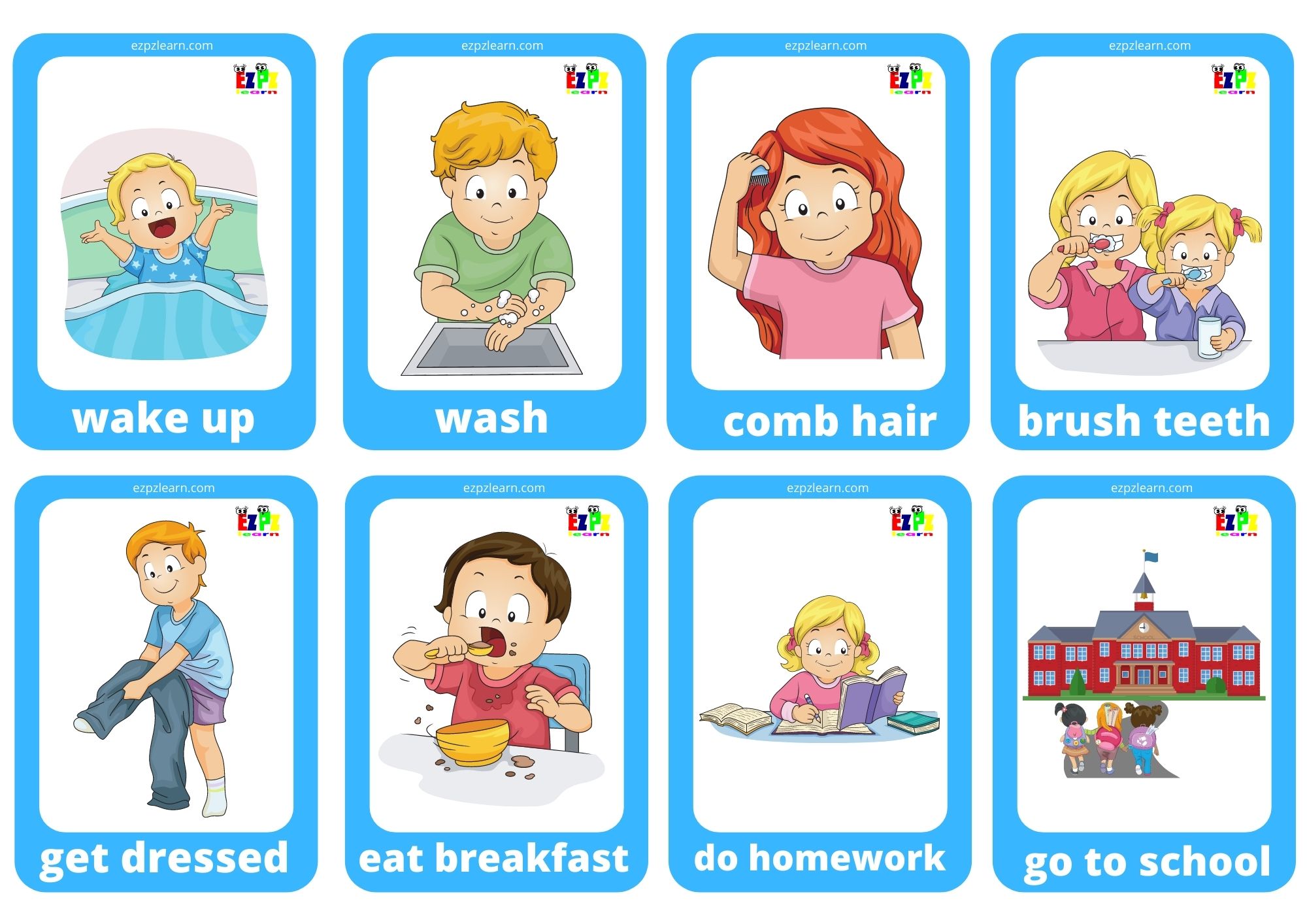 daily routine flashcards for kids