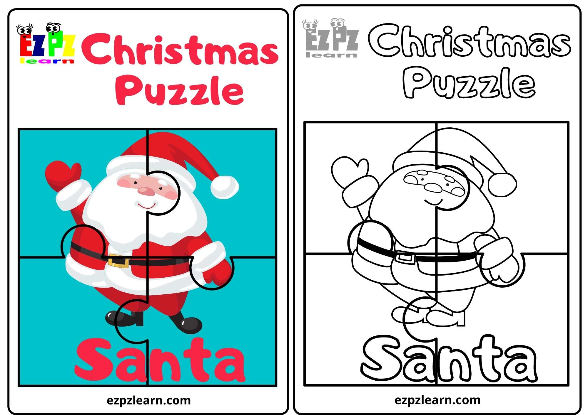 Santa Christmas Puzzle - Ezpzlearn.com