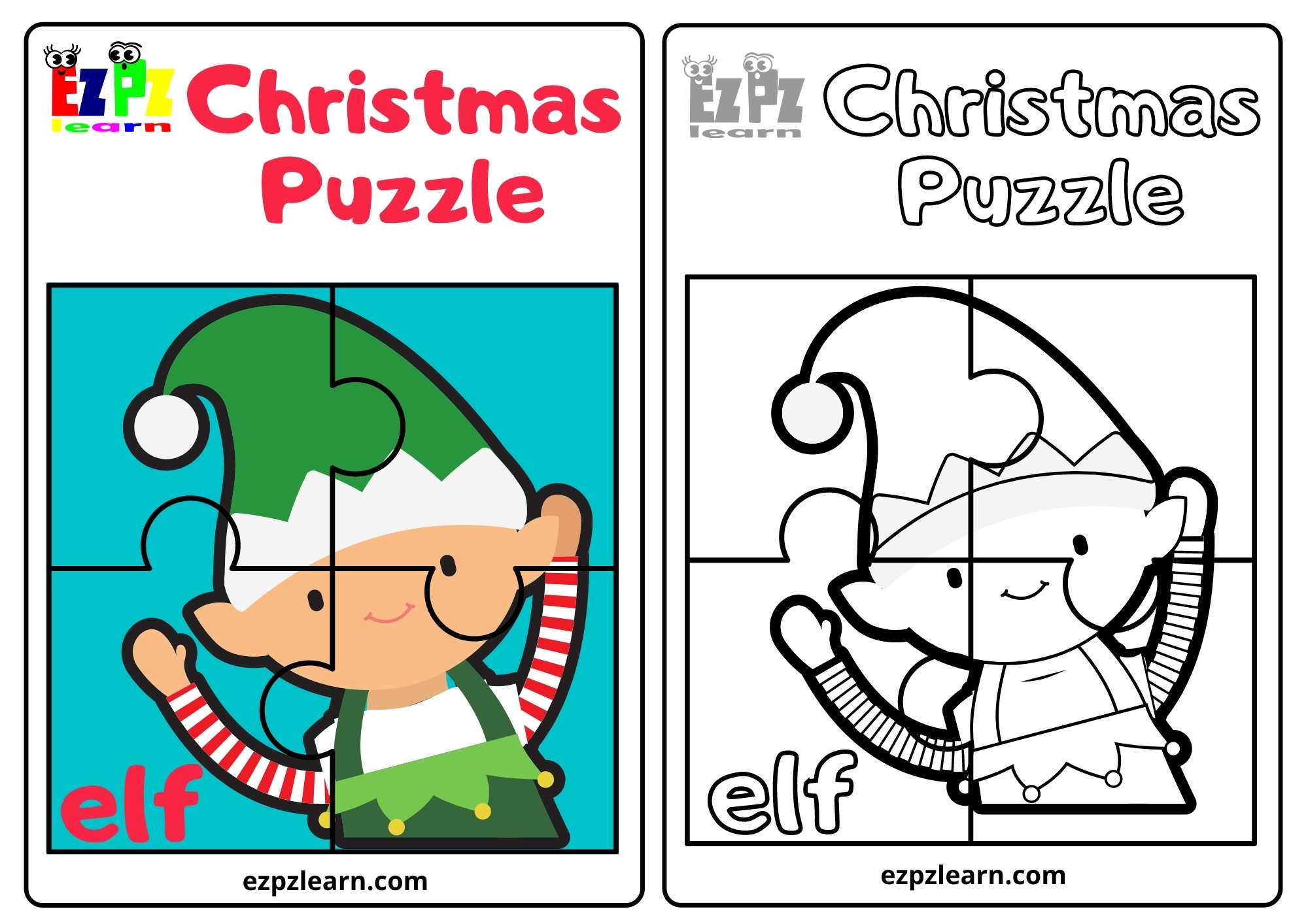 elf christmas puzzle - ezpzlearn