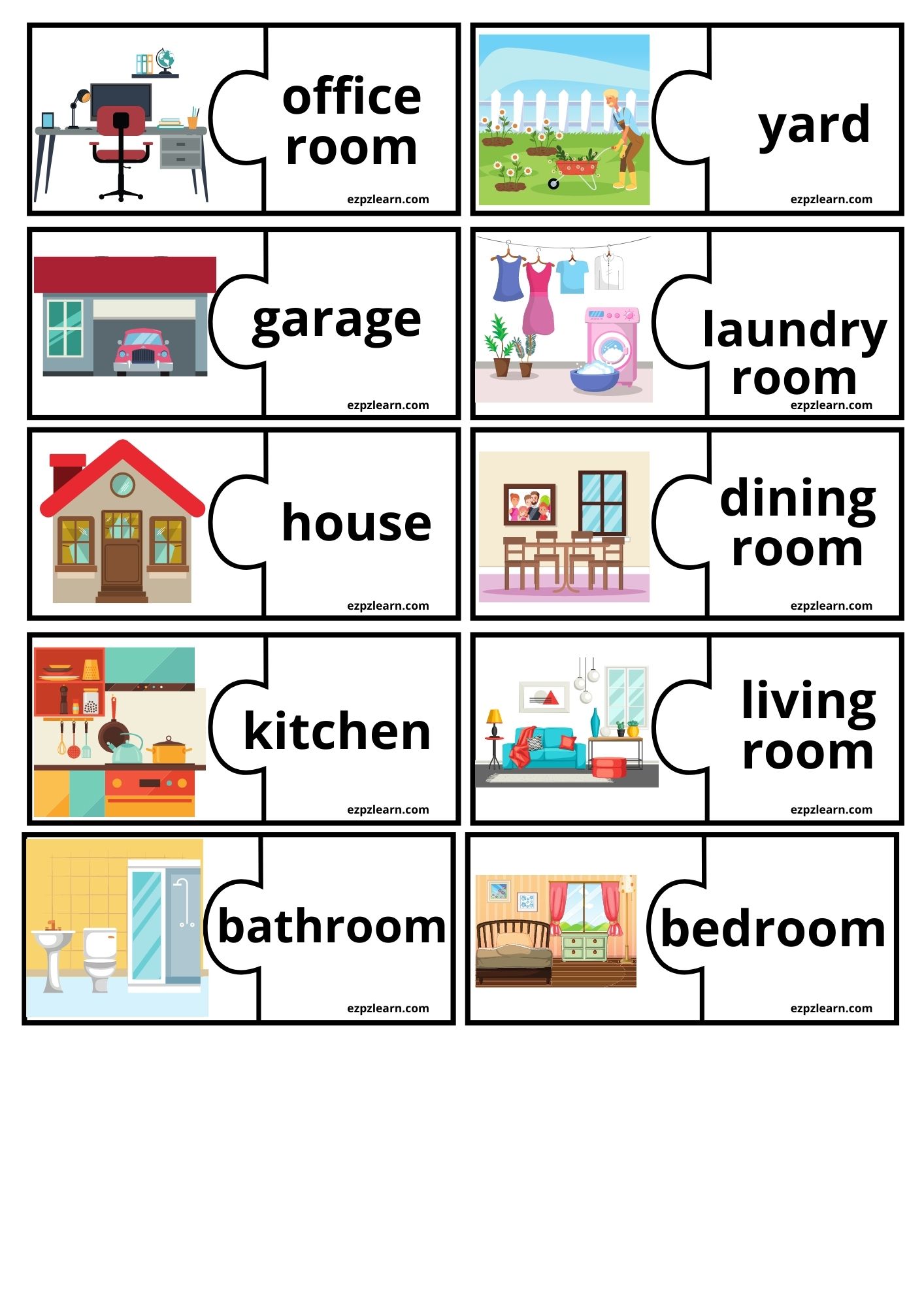 Rooms of the house. - online puzzle