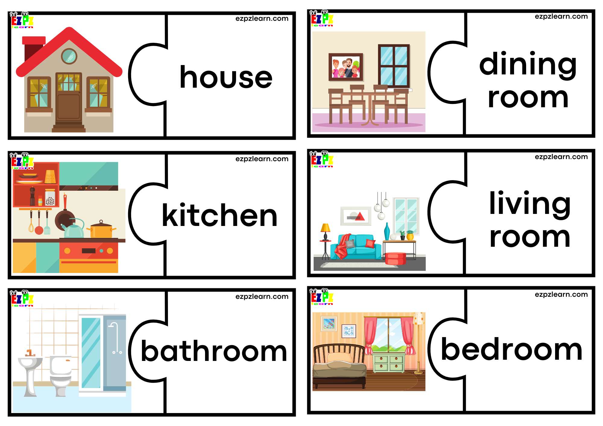 Rooms of the house. - online puzzle