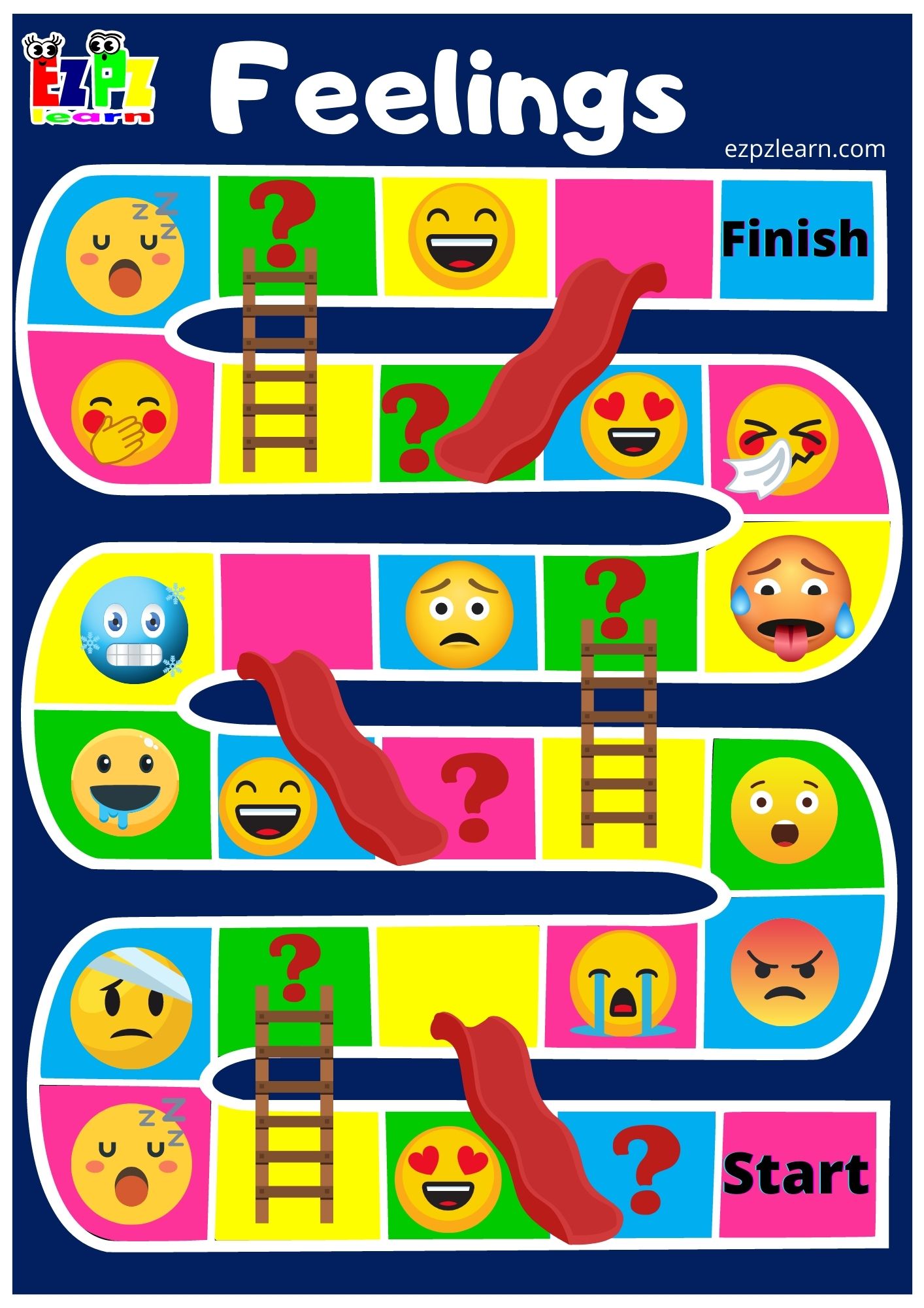 Feelings Slides and Ladders Game - Ezpzlearn.com