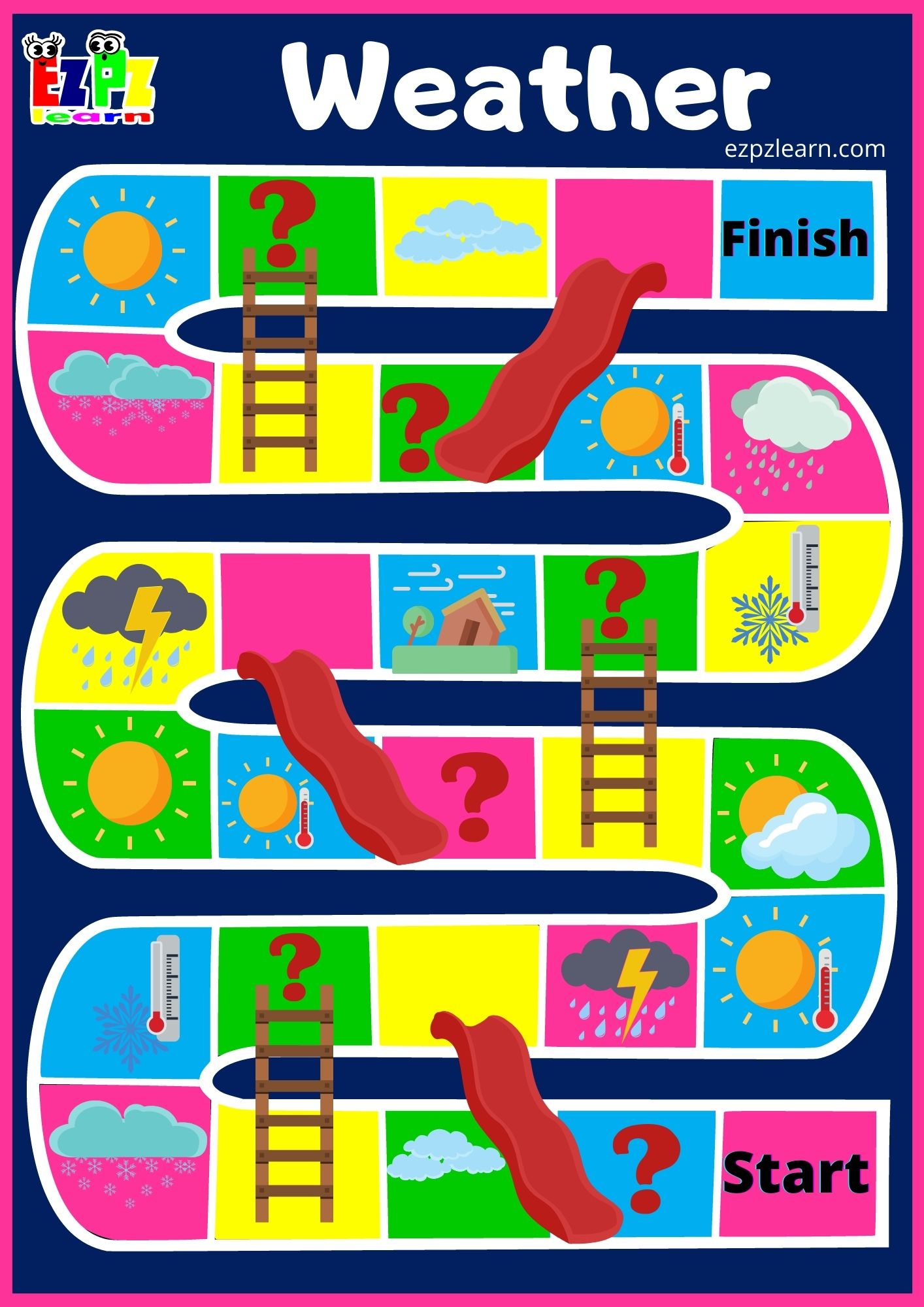 Weather Slides and Ladders Game - Ezpzlearn.com