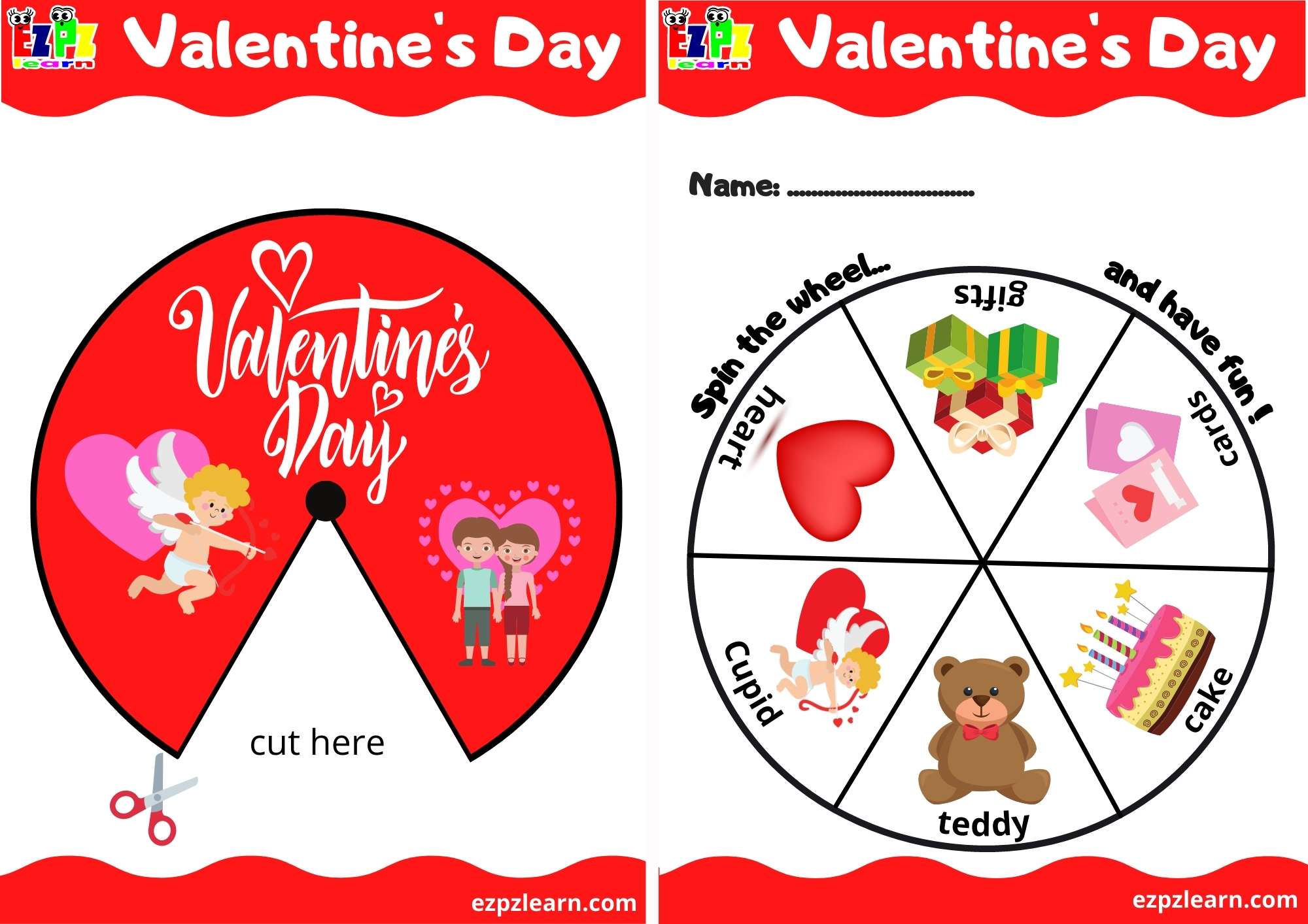 Valentine's Day Word Wheel PDF Download - Ezpzlearn.com