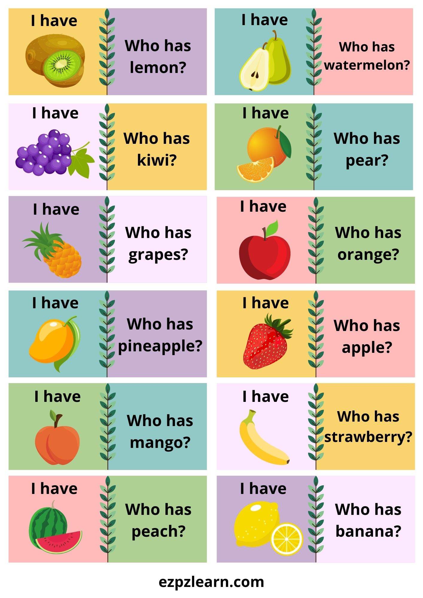 Fruit Who Has Game - Ezpzlearn.com