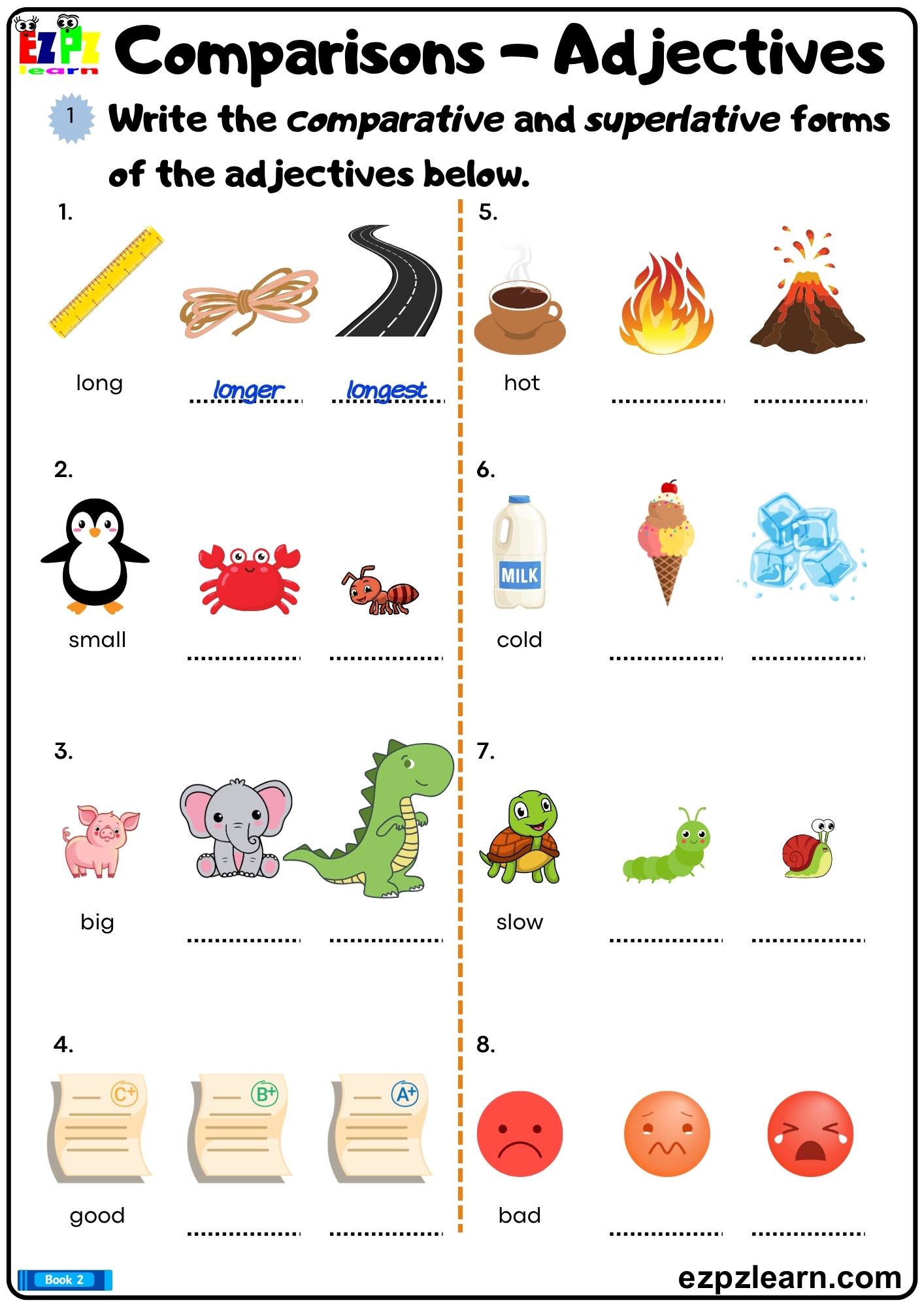 Comparative and Superlative Adjectives Write the comparative and ...