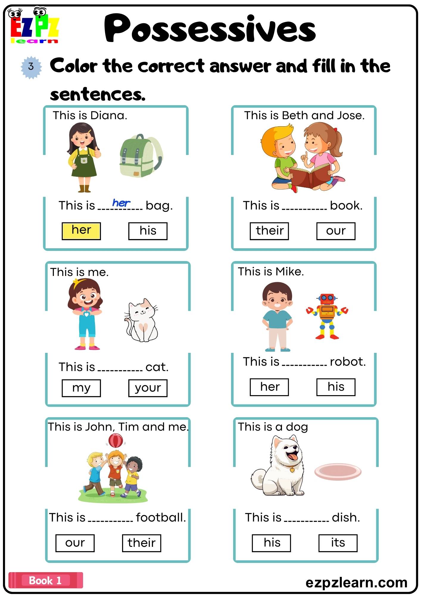 Possessives Look at the Images and Fill in the Answers Grammar ...