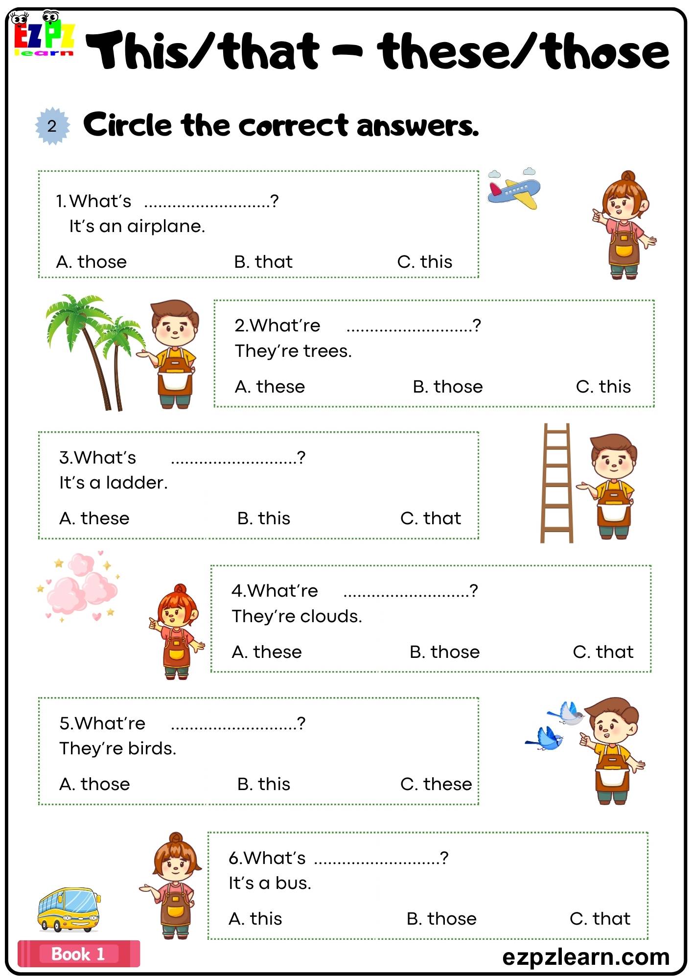 This/That These/Those Circle the Answers and Fill in the Blanks Grammar ...