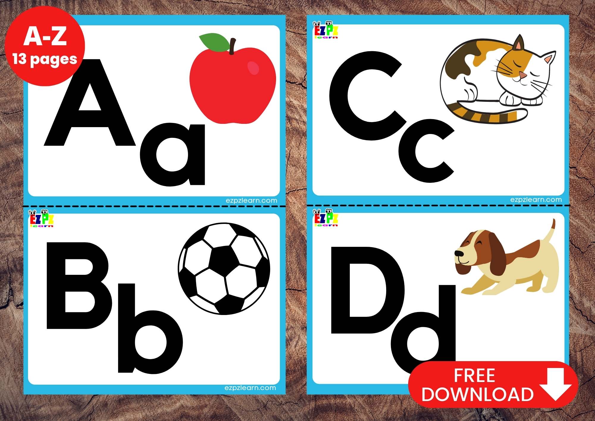Alphabet Flashcards - Ezpzlearn.com for Free Printable Letters Pdf A To Z