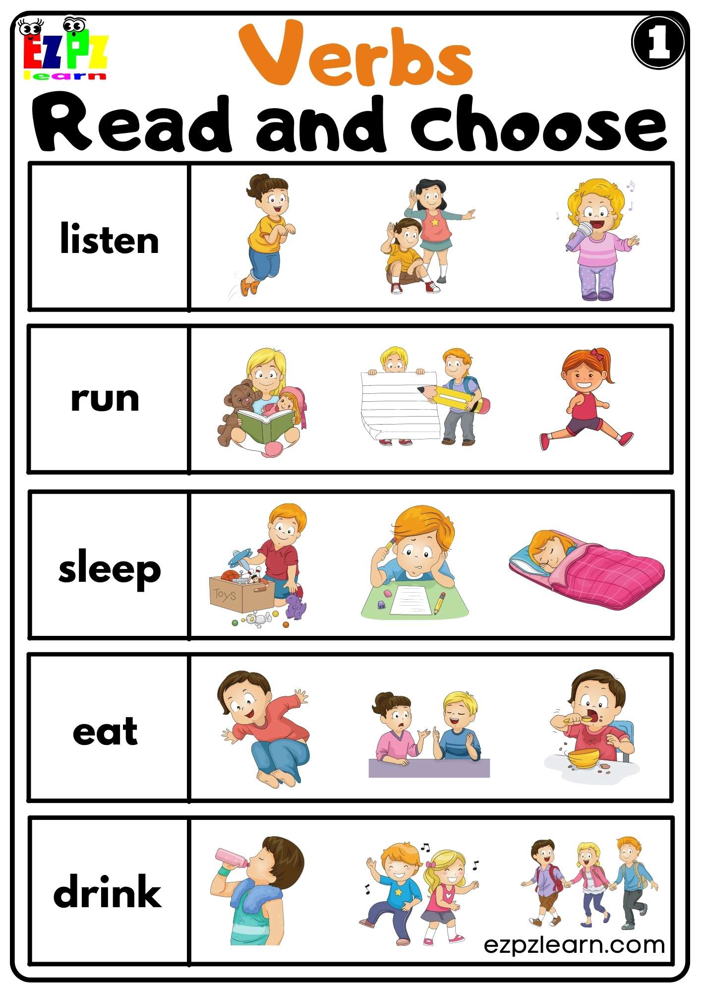 Identifyng Verb Kindergarten Worksheet