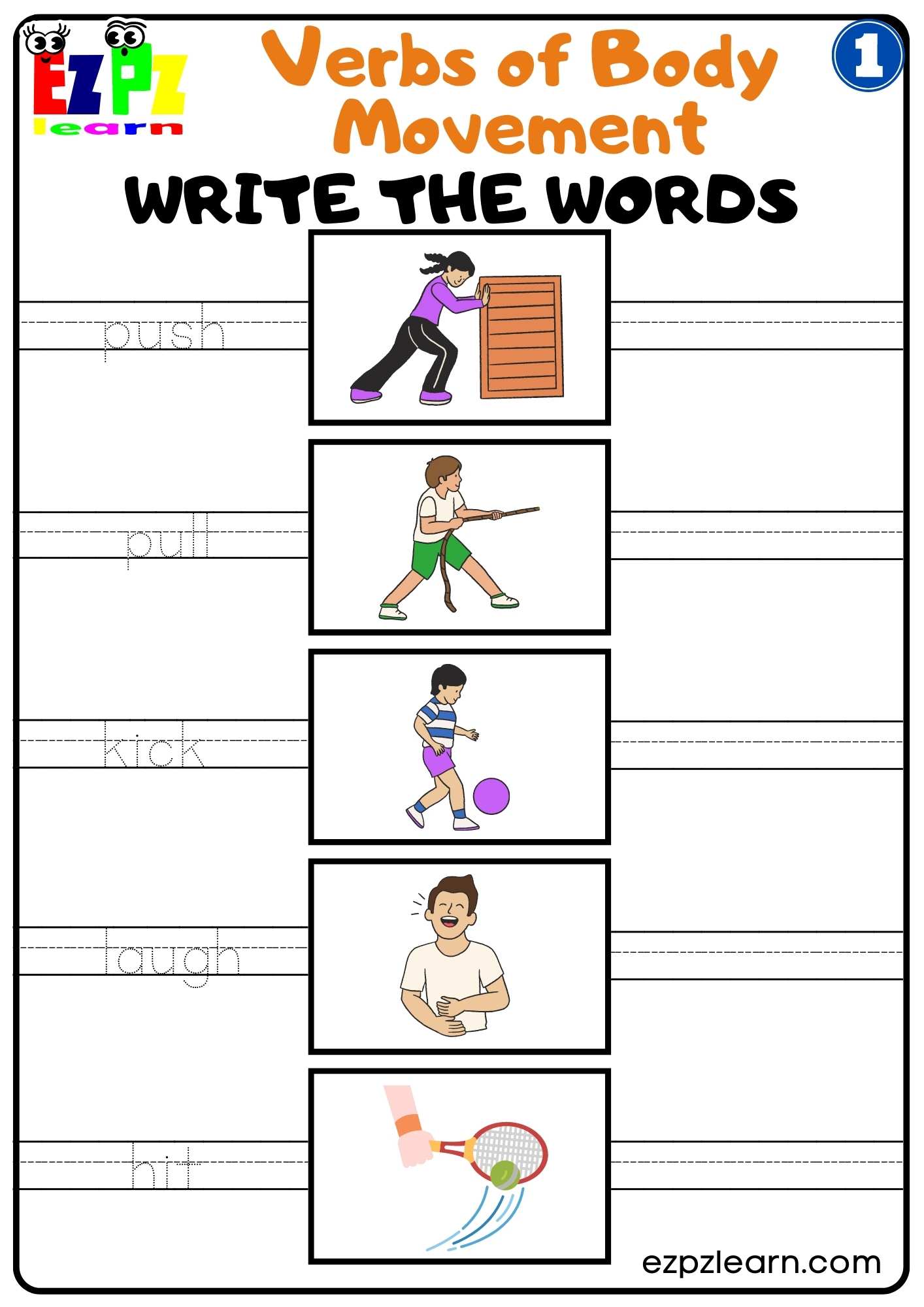 group-1-verbs-of-body-movement-write-the-words-free-pdf-download-for-parents-and-esl-teachers-ezpzlearn-com for Free Printable Physical Education Worksheets Group 1 Verbs of Body Movement Write the Words free PDF Download for Parents and ESL Teachers - Ezpzlearn.com for Free Printable Physical Education Worksheets