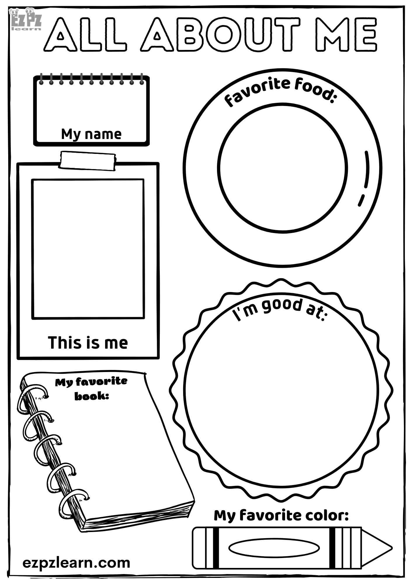 All About Me Kindergarten Drawing Activity Free Downloadable PDF File ...