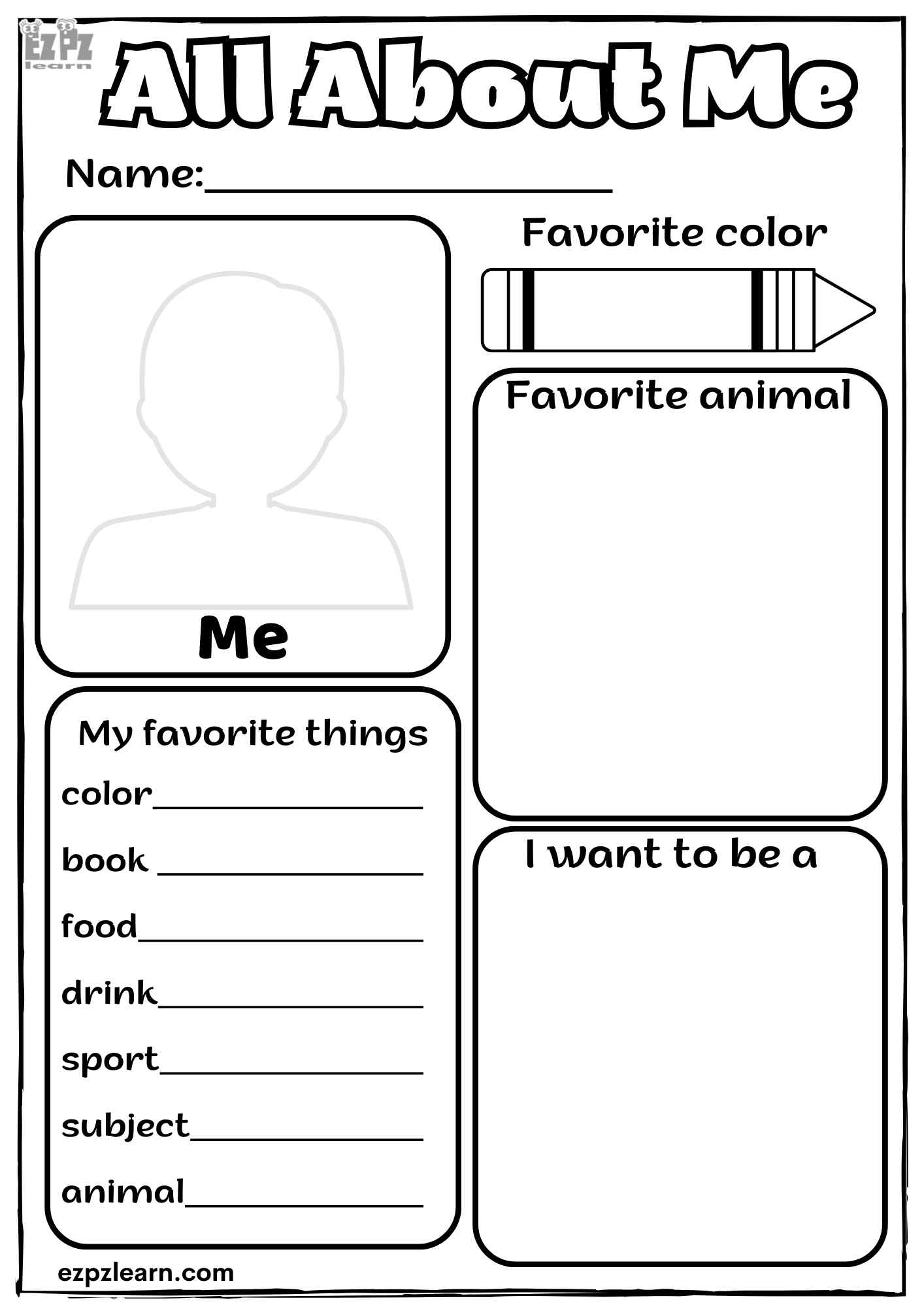 All About Me Kindergarten and Preschool Drawing Activity Download the ...