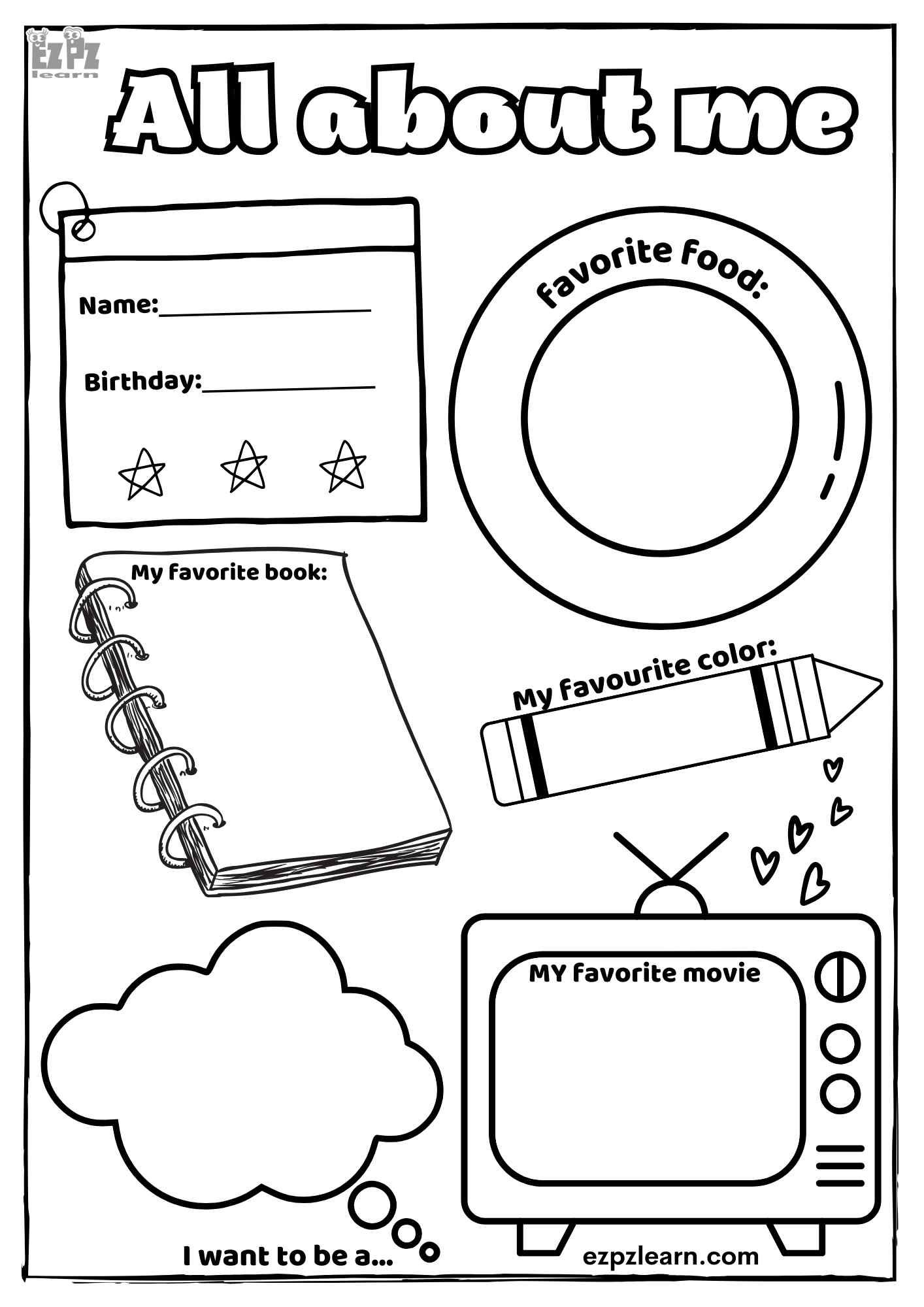All About Me Drawing Worksheet for Preschool and Kindergarten Students ...