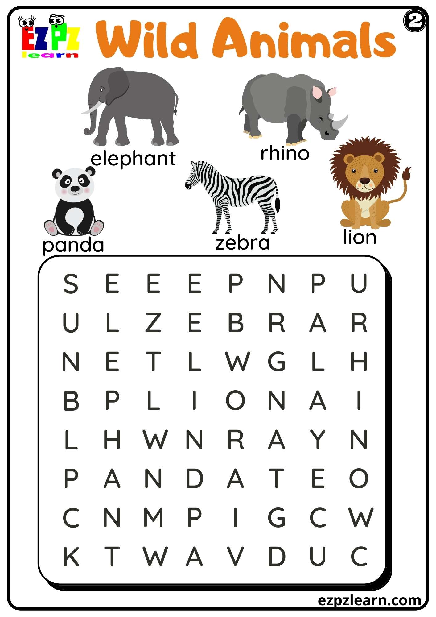 Wild Animals - Ezpzlearn.com