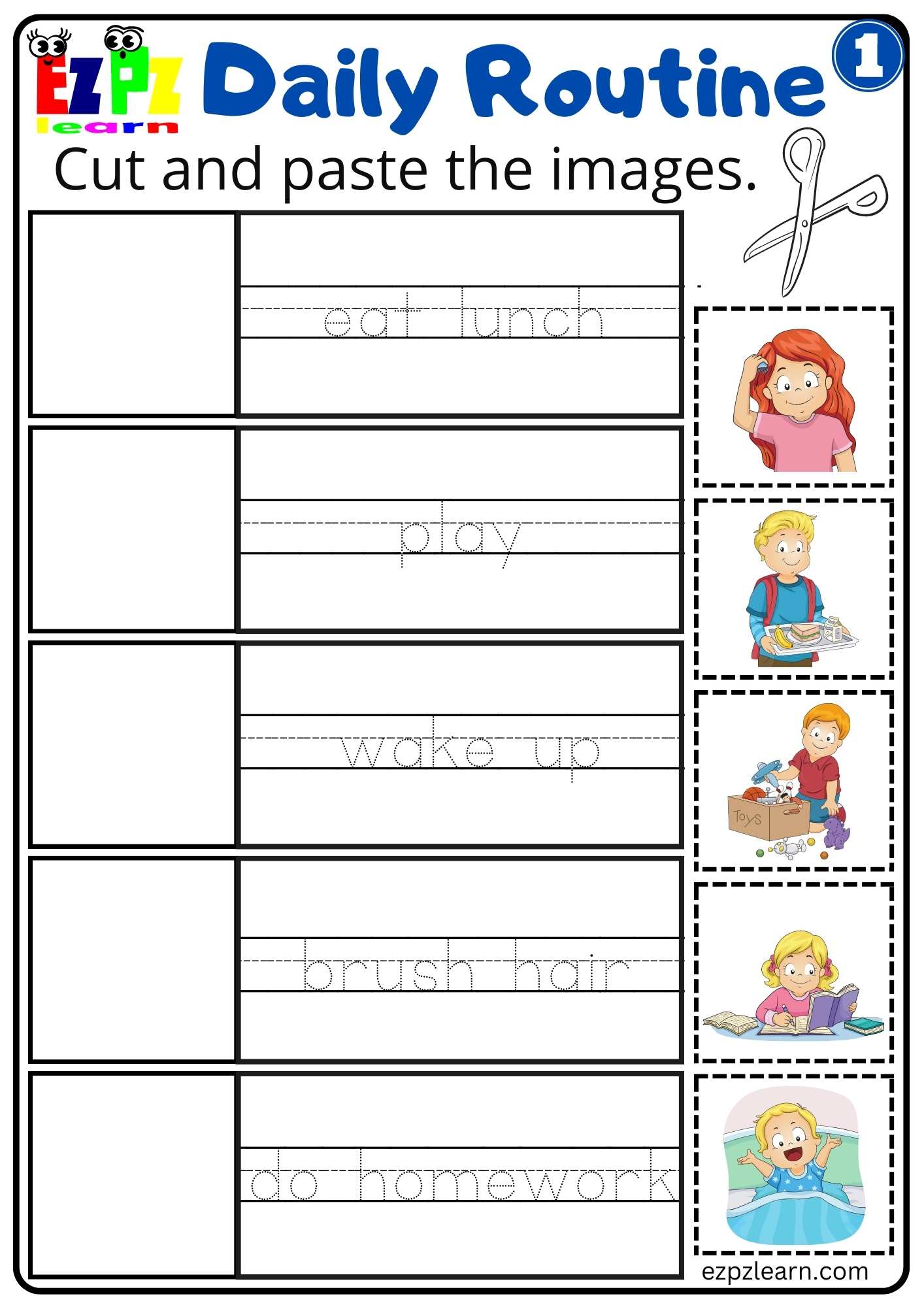 daily routines worksheet