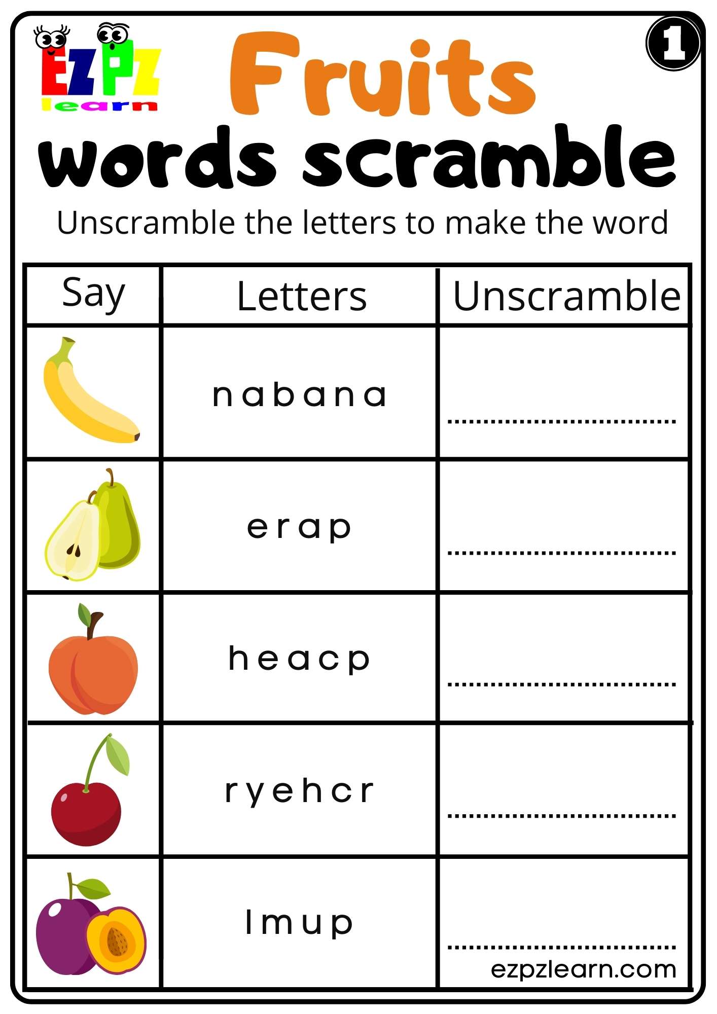 Fruits words