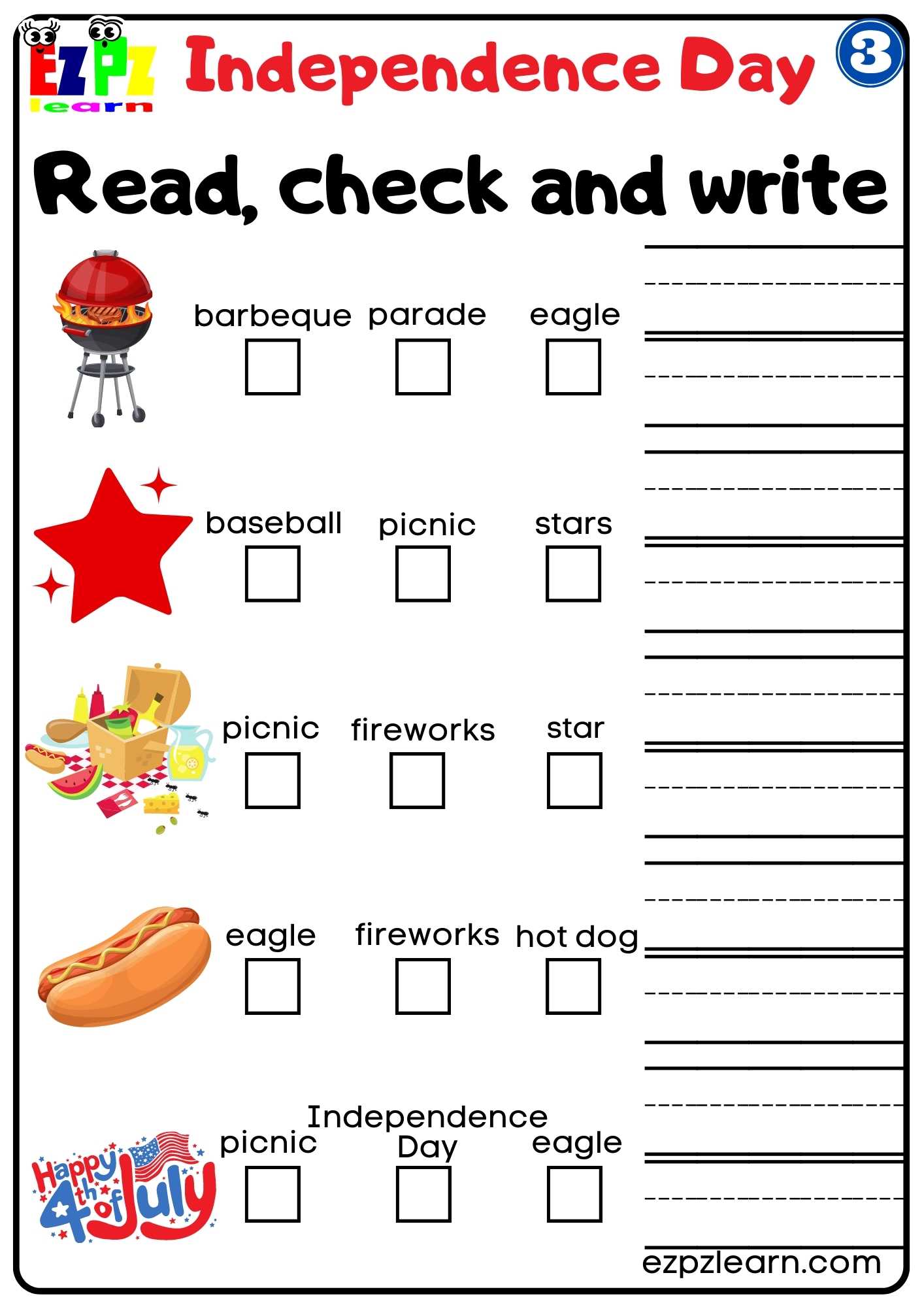 independence day word list