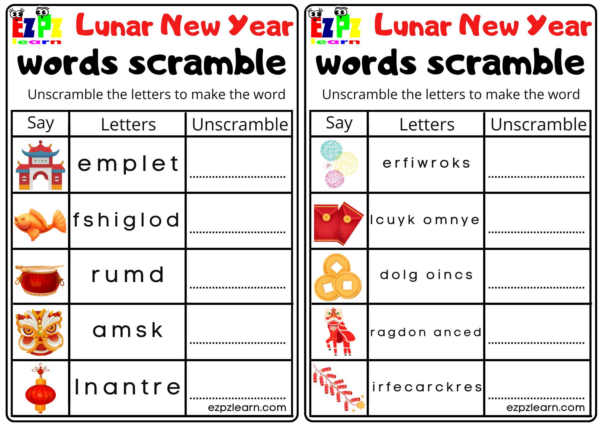 chinese new year scramble words