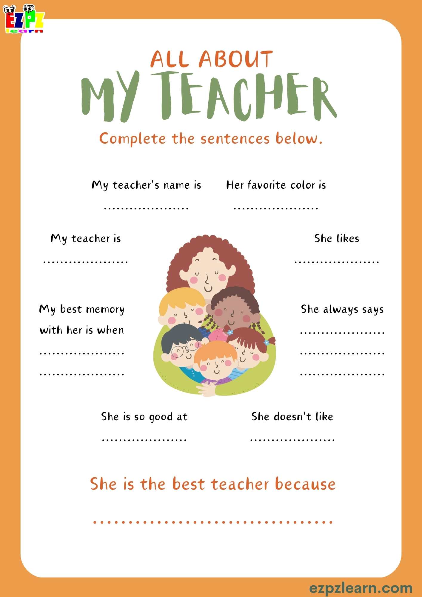 women-s-day-all-about-my-teacher-writing-activity-ezpzlearn-com for All About My Teacher Free Printable Pdf Free Download Women's Day All About My Teacher Writing Activity - Ezpzlearn.com for All About My Teacher Free Printable Pdf Free Download