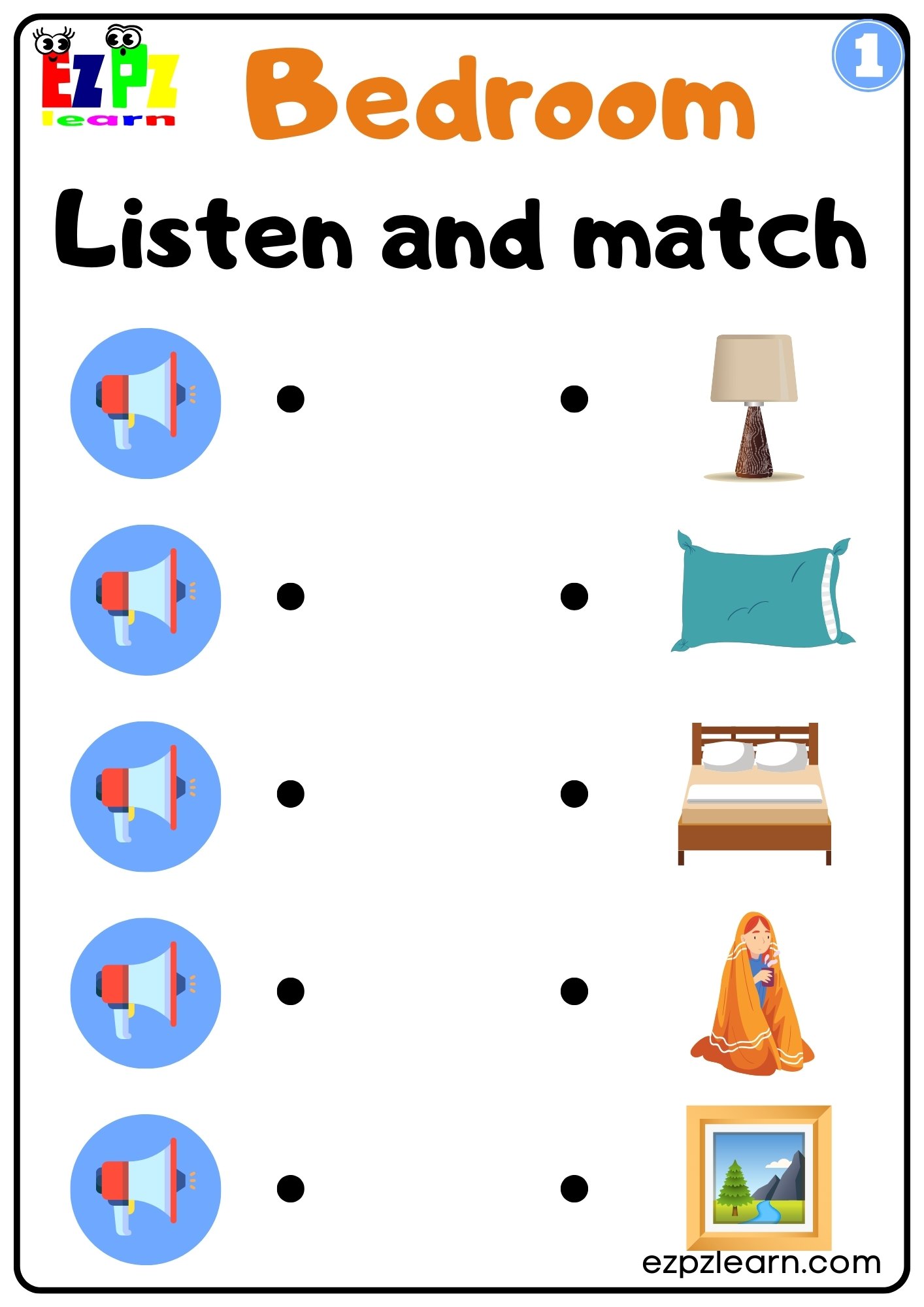 Rooms in the house interactive worksheet for grade 1