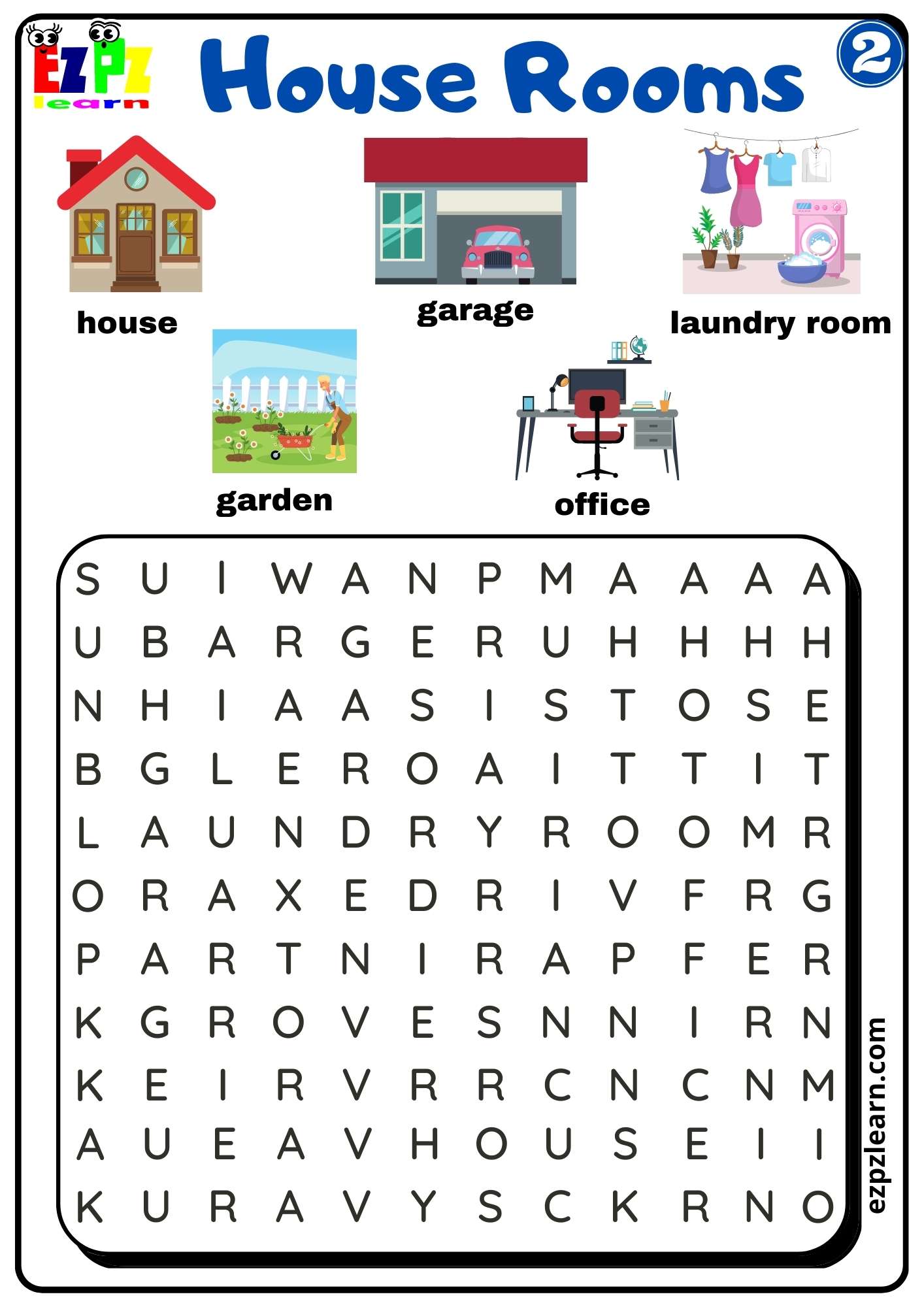 Rooms-Parts of the House worksheet