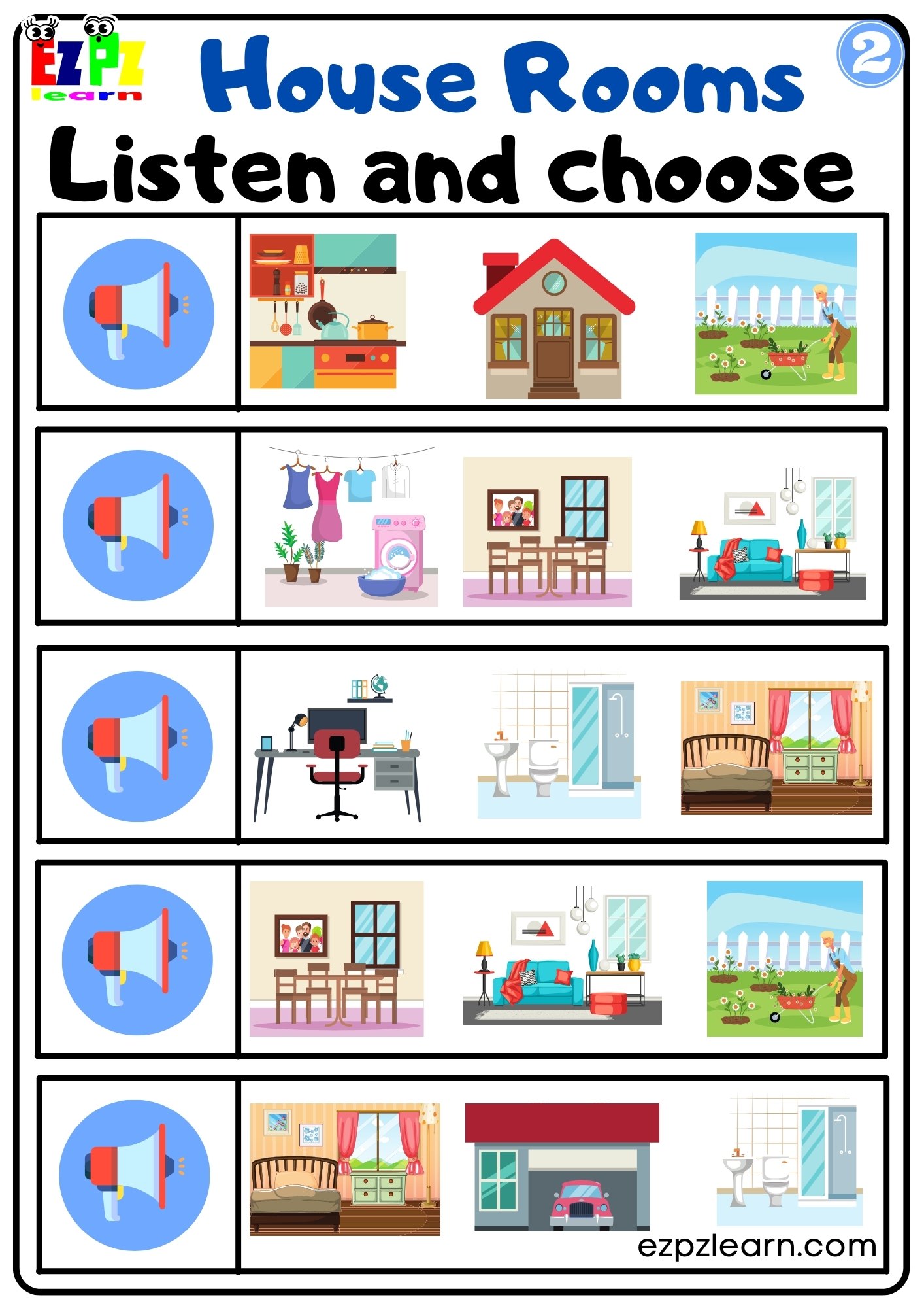 House vocabulary, Parts of the House, Rooms in the House, House