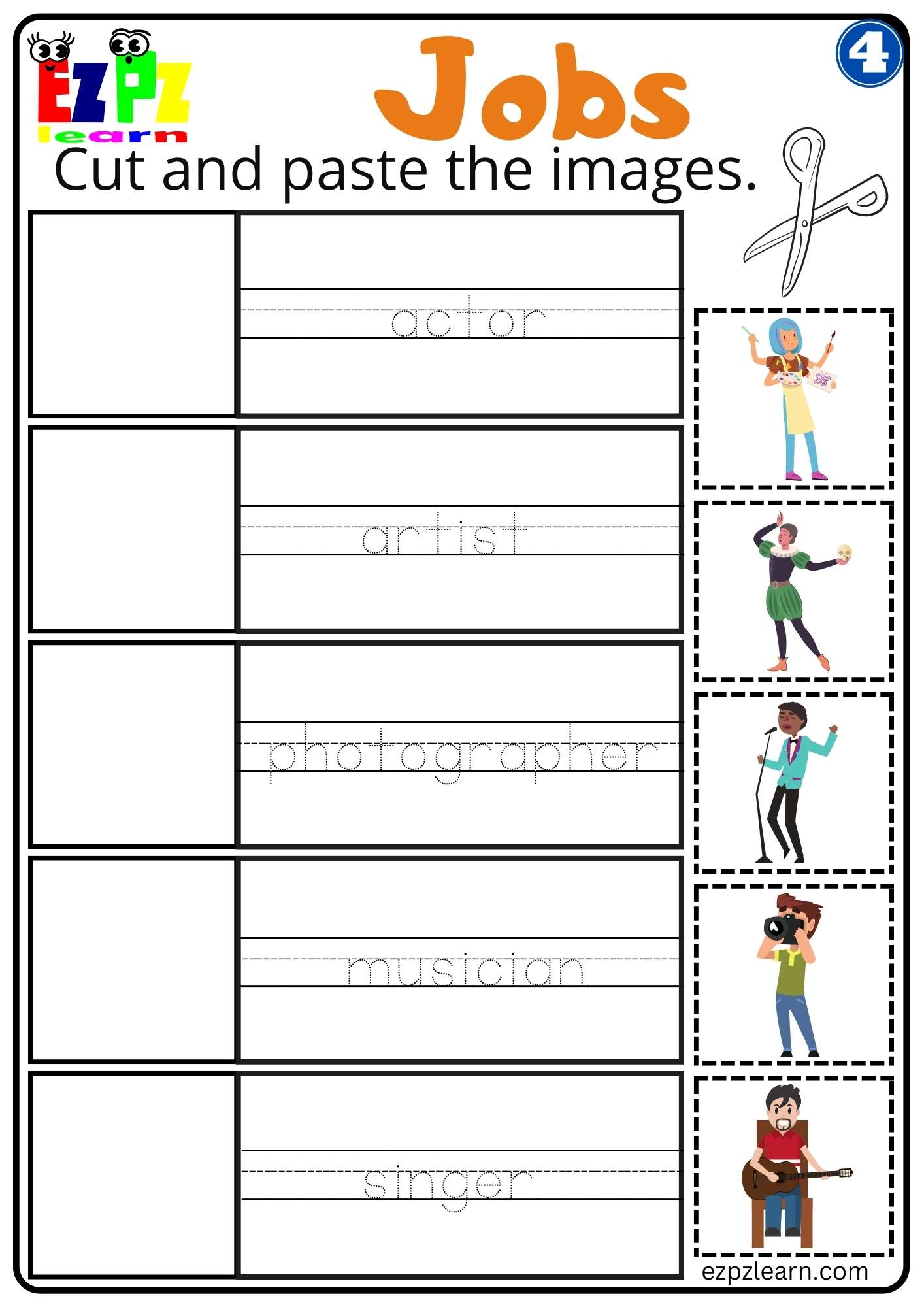 G4 Careers Cut and Paste Worksheet for ESL and K5 Students PDF Download ...