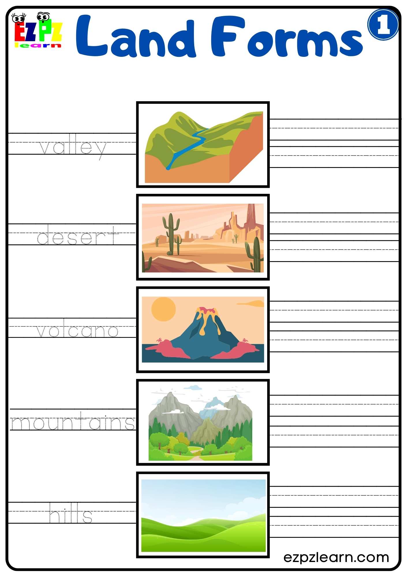 Land and Water Forms Write the Words Activity Free PDF download set 1 ...