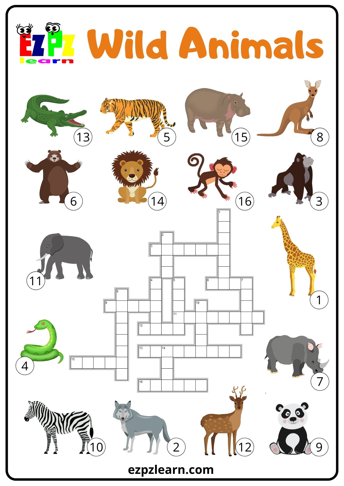 Wild Animals Crossword 