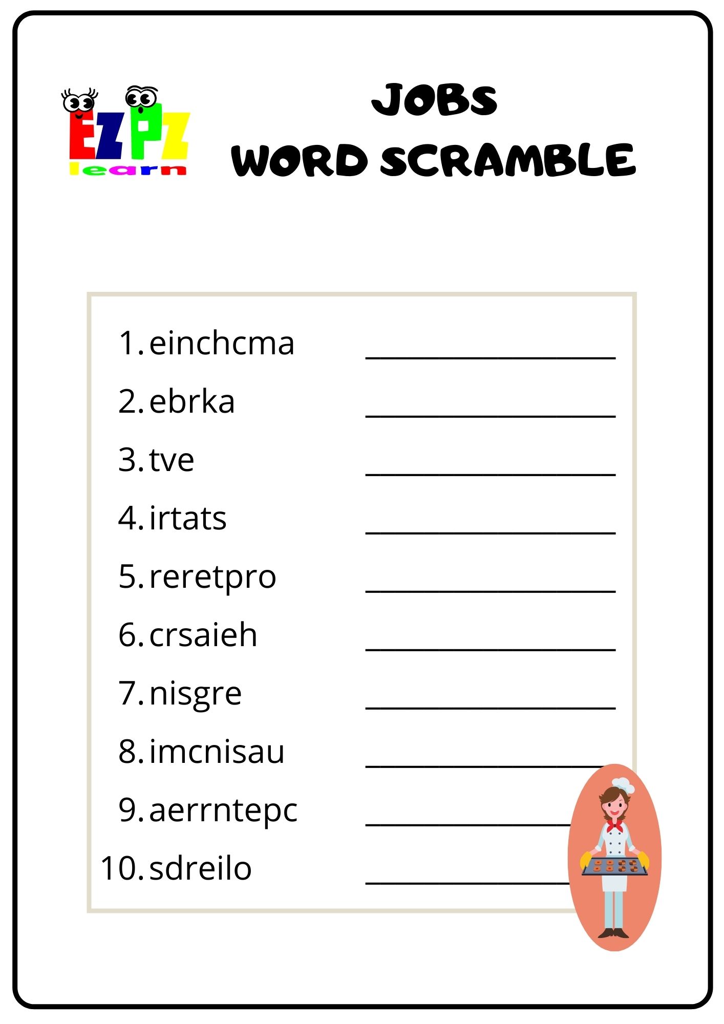 jobs 2 word scramble ezpzlearn com