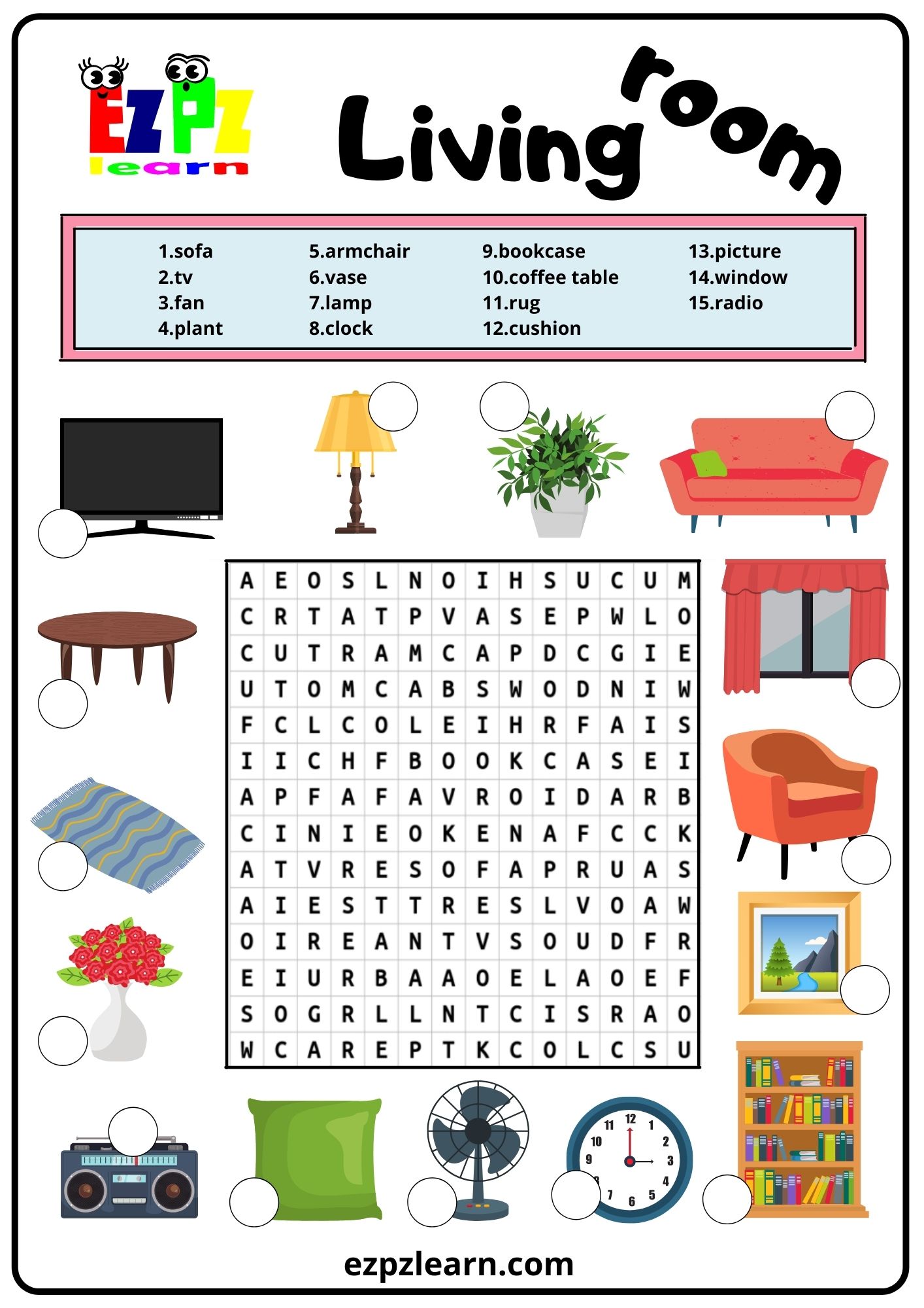 Pictures topic. Rooms Wordsearch. House Wordsearch. Wordsearch Rooms and Furniture. Ezpzlearn. Com.