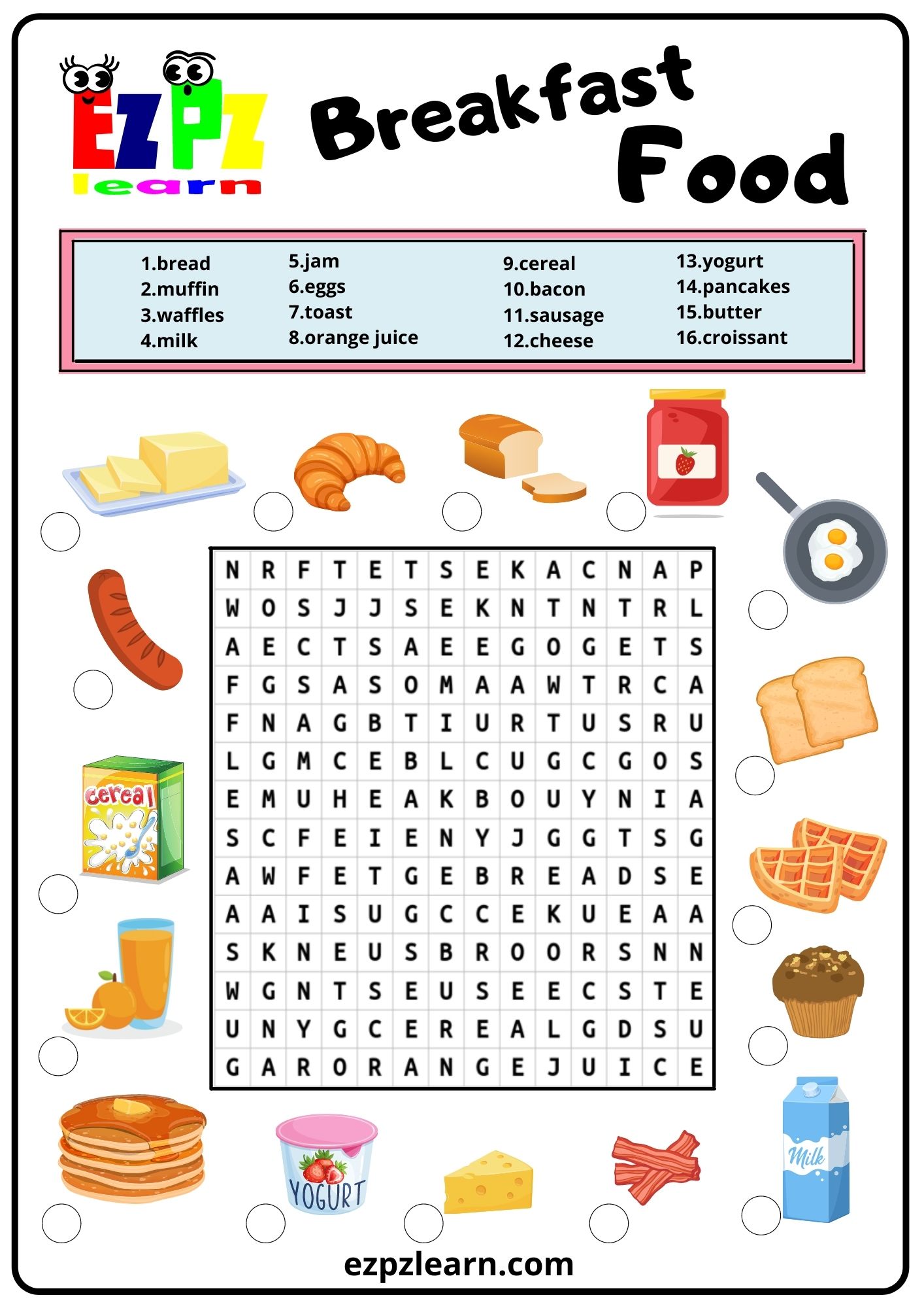 Fast Food Word Search