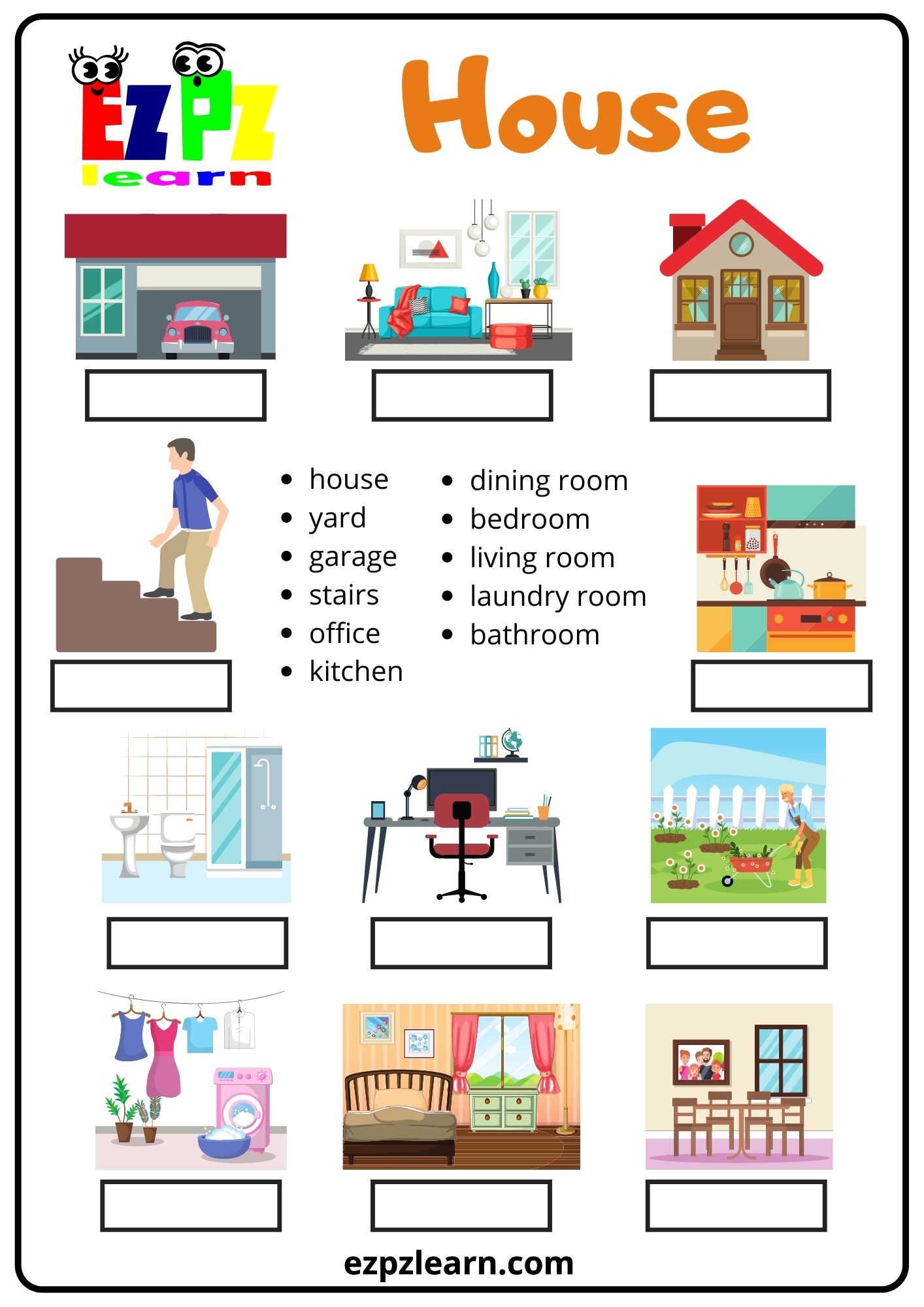 Free Rooms Of The House Worksheets